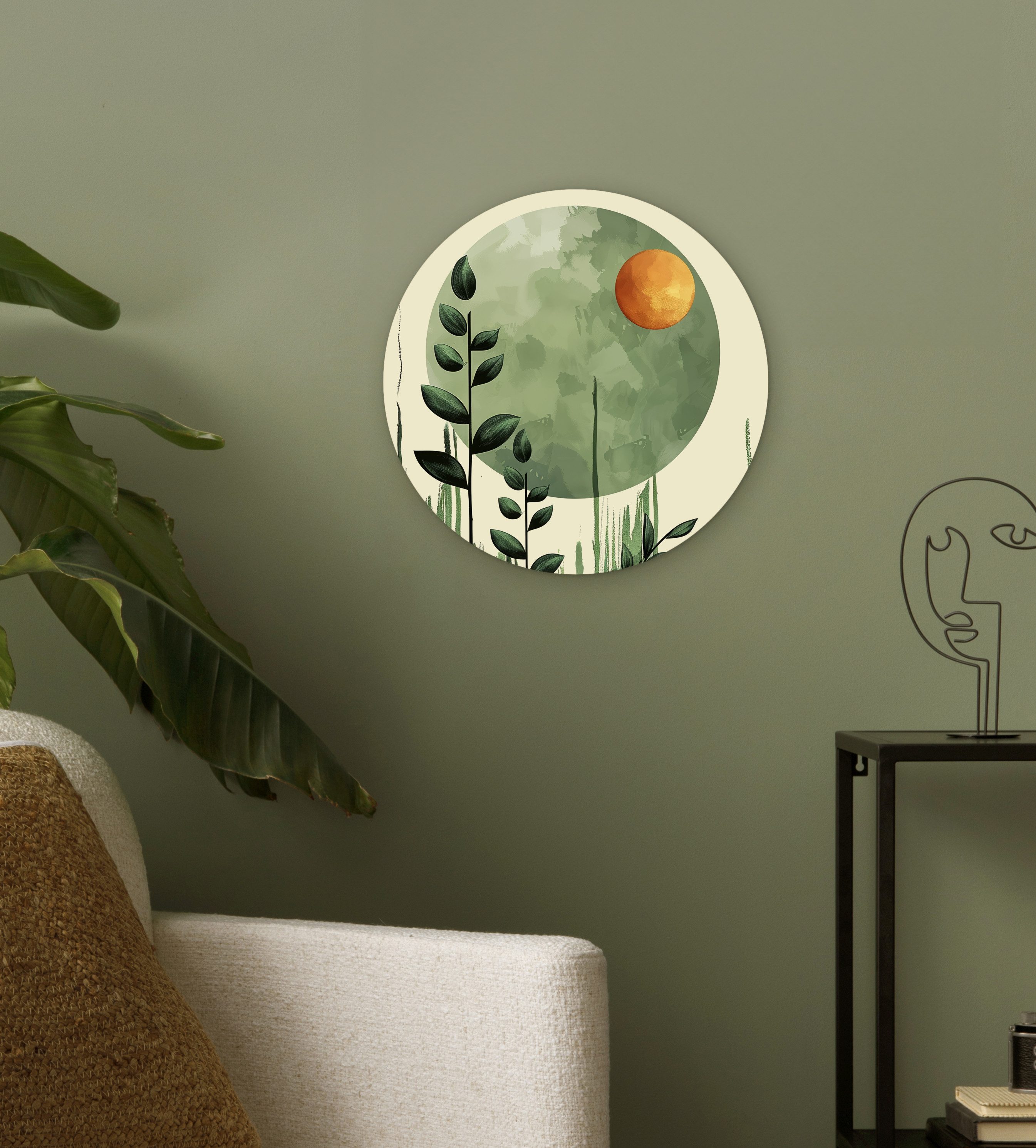 MuchoWow Gemälde Abstrakt - Natur - Kunst - Sonne - Modern, Fotodruck (1 St), Kreis Wanddekoration, Rundes Wandbild, 30x30 cm