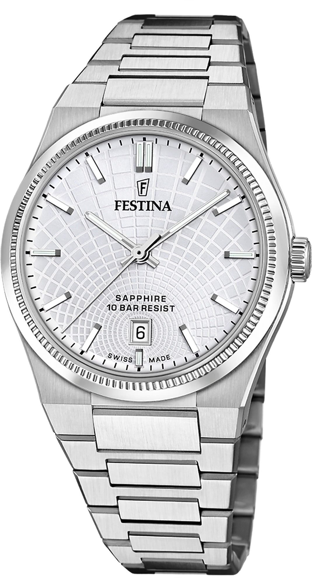 Festina Quarzuhr Festina Herrenuhr Swiss Made Armbanduhr, (Analoguhr), Herren Armbanduhr rund, Edelstahlarmband silber, Elegant