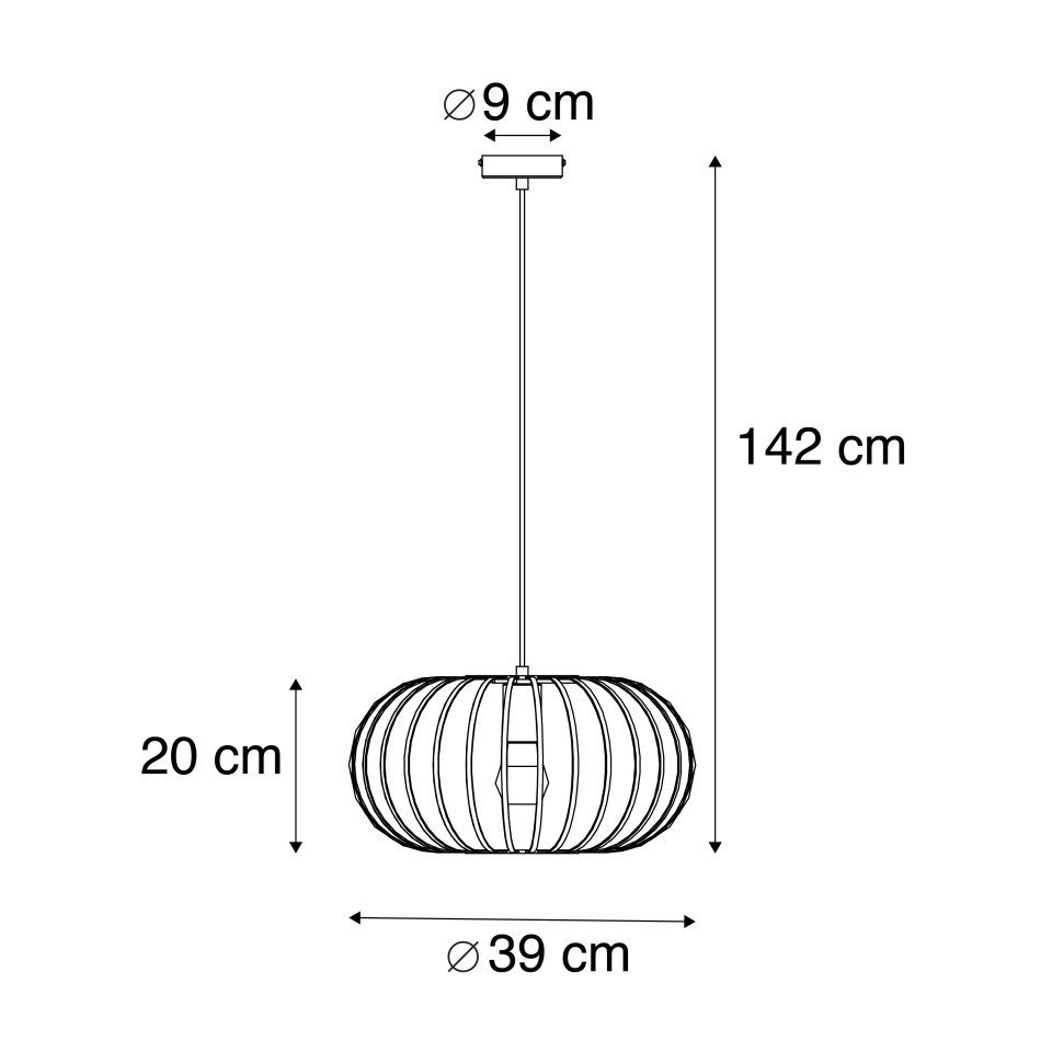 Qazqa Pendelleuchte Johanna, ohne Leuchtmittel, Warmweiß, QAZQA Hängeleuchte, e27, Schwarz, Stahl, Design