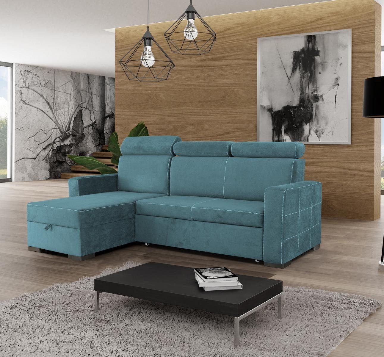Couch stilvolles JVmoebel L-Form Moderne Made Ecksofa Neu, Blaues Grün Design in Ecksofa Luxus Europe