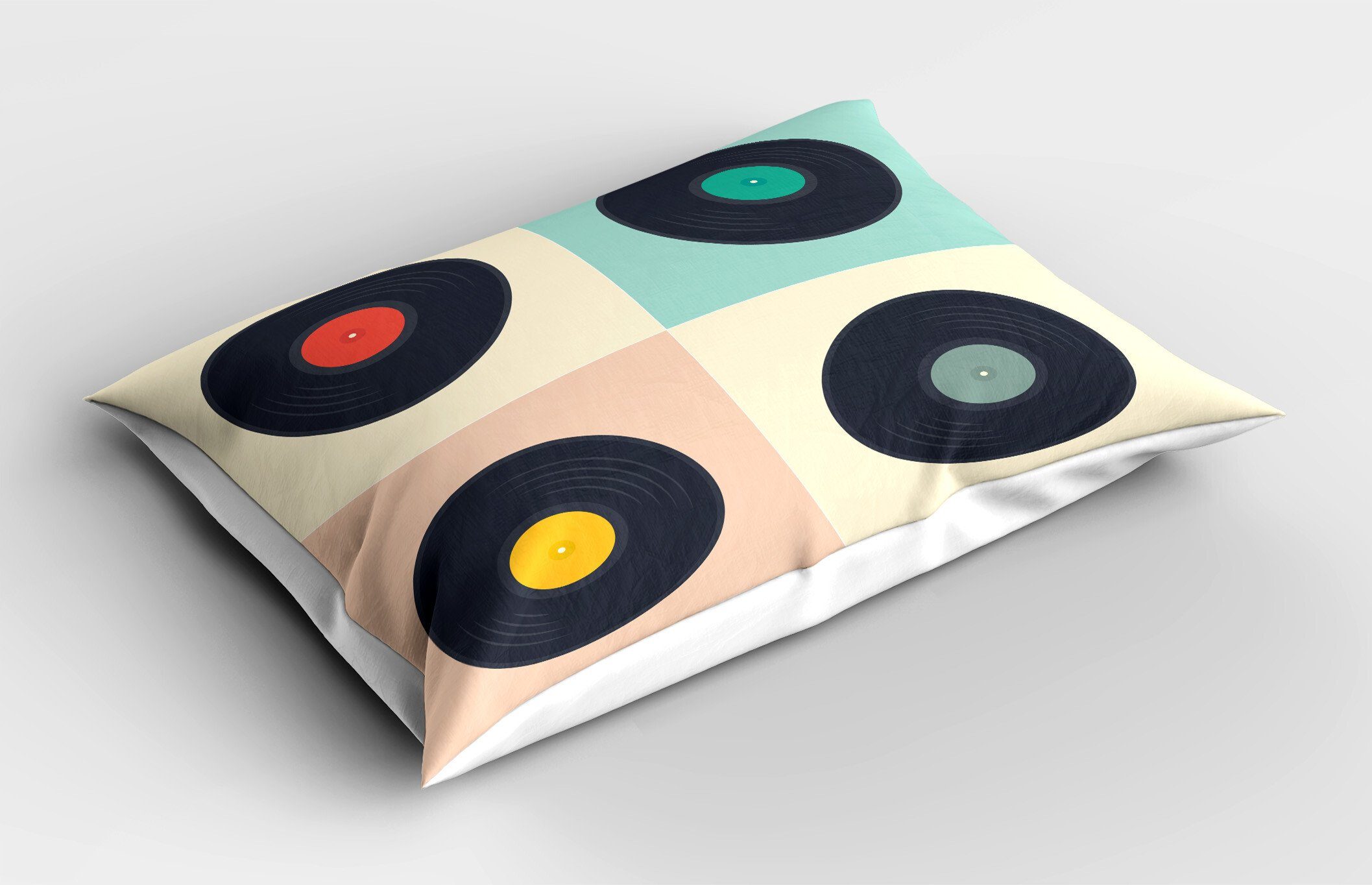 Kissenbezüge Dekorativer Queen Size Gedruckter Discs Rekord Abakuhaus (1 Pastell Farben Stück), Kopfkissenbezug, Gedämpfte