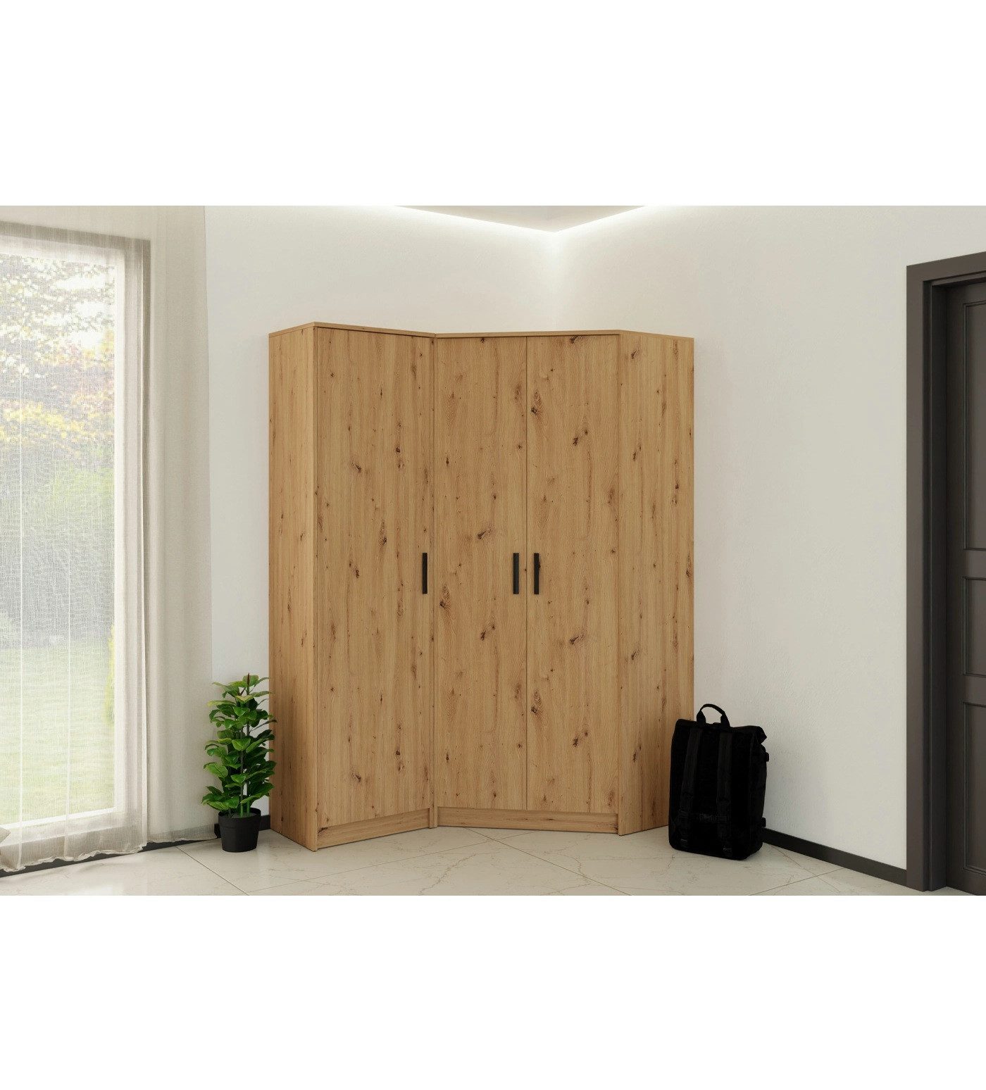 Marmex Möbel Schrank-Set Grant SET 43A Eckkleiderschrank und Drehtürenschrank, (2-St), Scharniere-Soft-Close, ausziehbare Kleiderstange, viel Stauraum