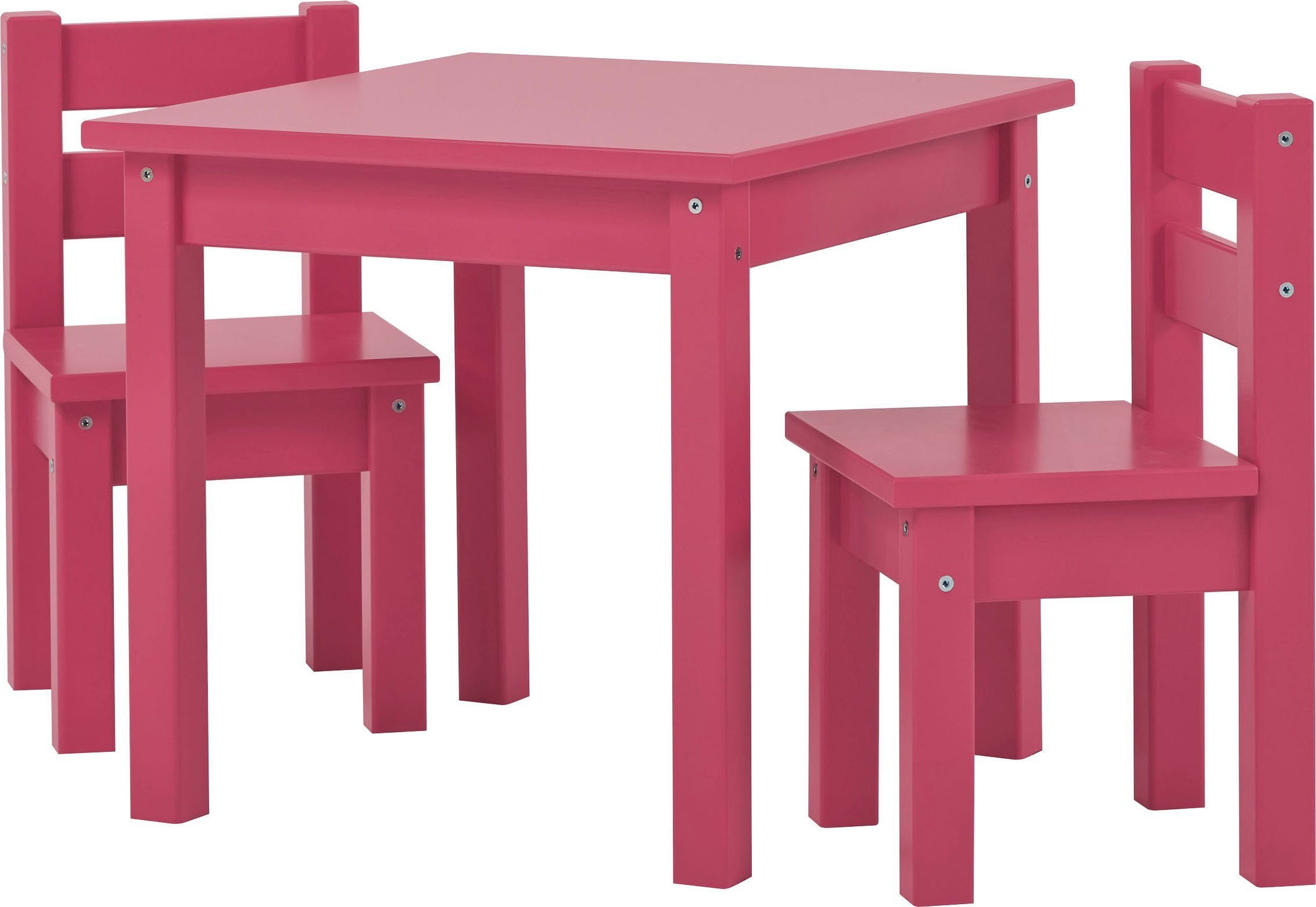 Stühle), (Set, Tisch, Hoppekids Stühlen mit 3-tlg., Kindersitzgruppe Farben, 1 vielen pink 2 in MADS zwei Kindersitzgruppe,