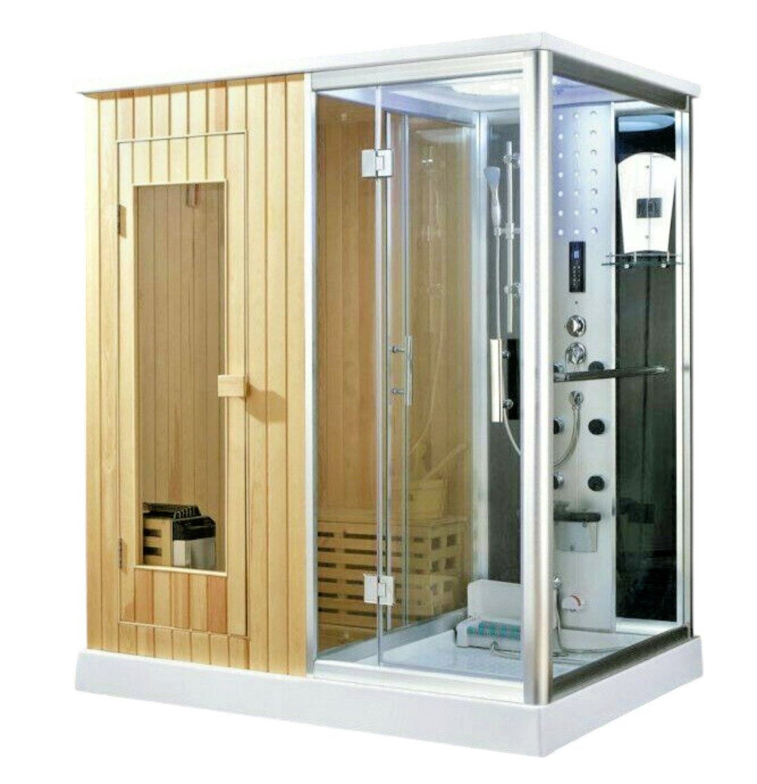 DEKO VERTRIEB BAYERN Dampfdusche XXL Luxus LED Dampfdusche+Sauna-Kombi-Set Sauna-Komplettdusche