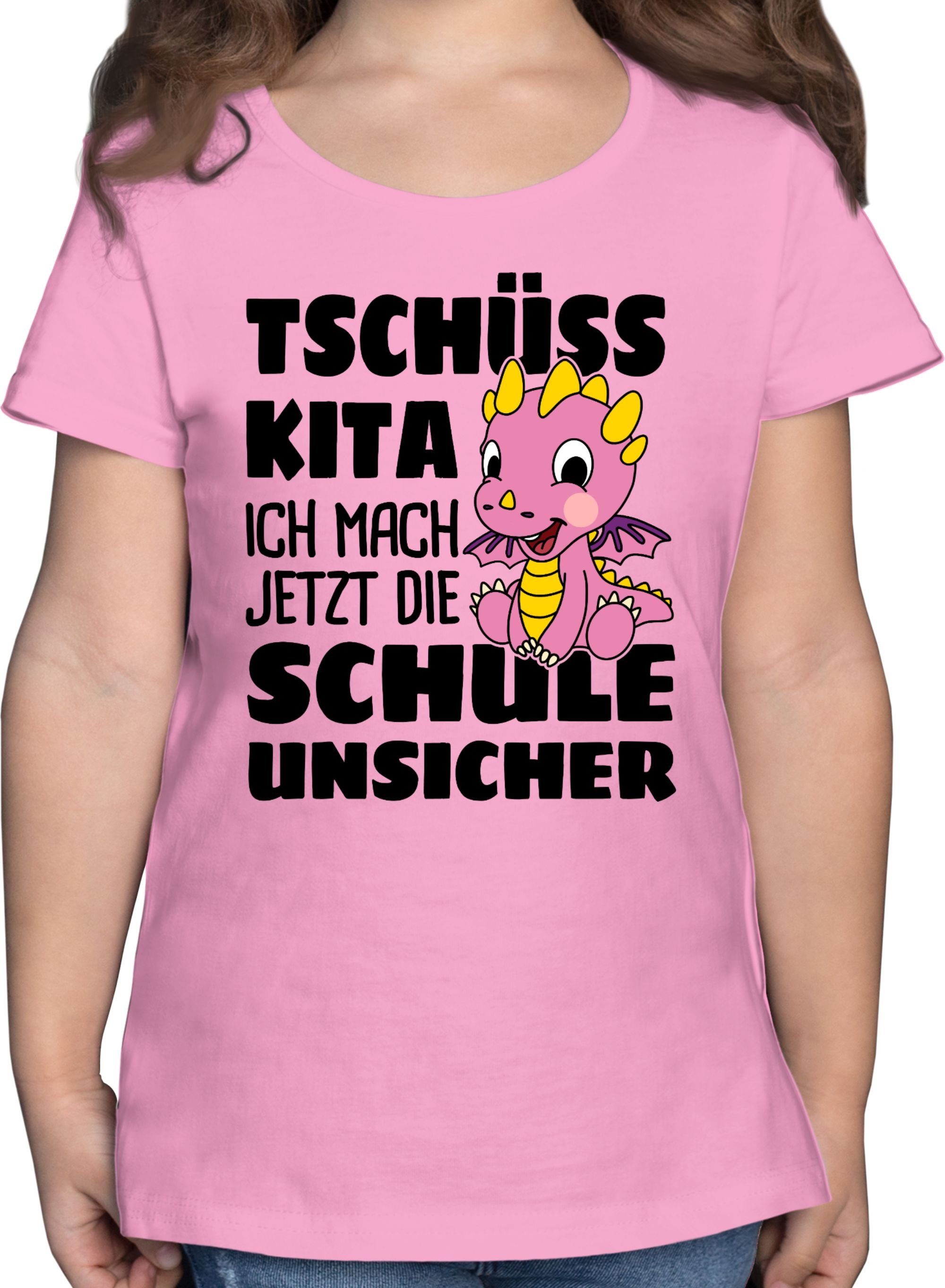Top-Empfehlung Shirtracer T-Shirt Tschüss Drachen Rosa Mit Kita mach 2 die Mädchen unsicher! jetzt Einschulung rosa ich Schule