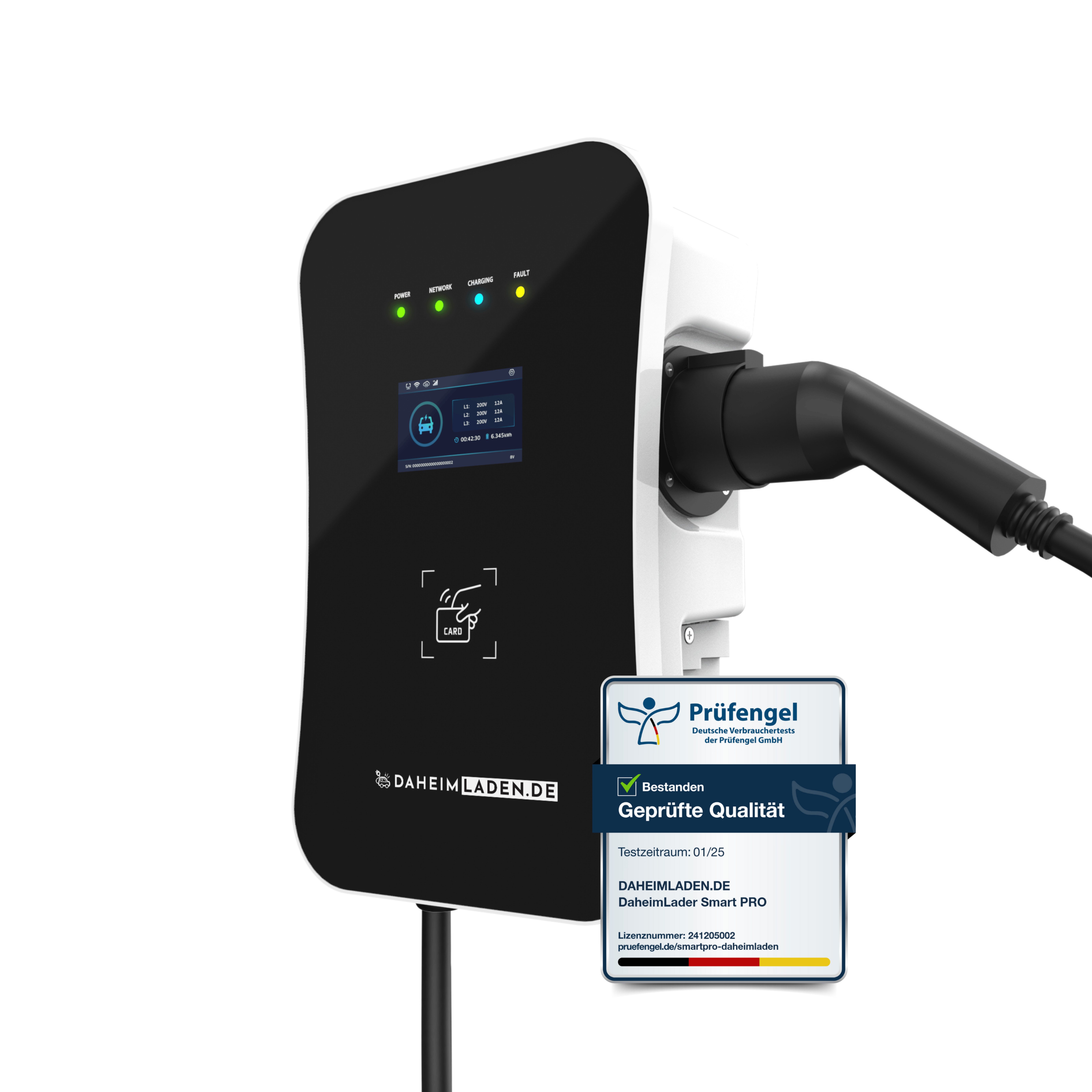 DAHEIM LADEN Elektroauto-Ladestation DaheimLader Smart PRO Wallbox, 11kW / 16A, 3-phasig, mit App, RFID, softwarebasierter Stromzähler, DockingStation, OCPP Version 1.6j