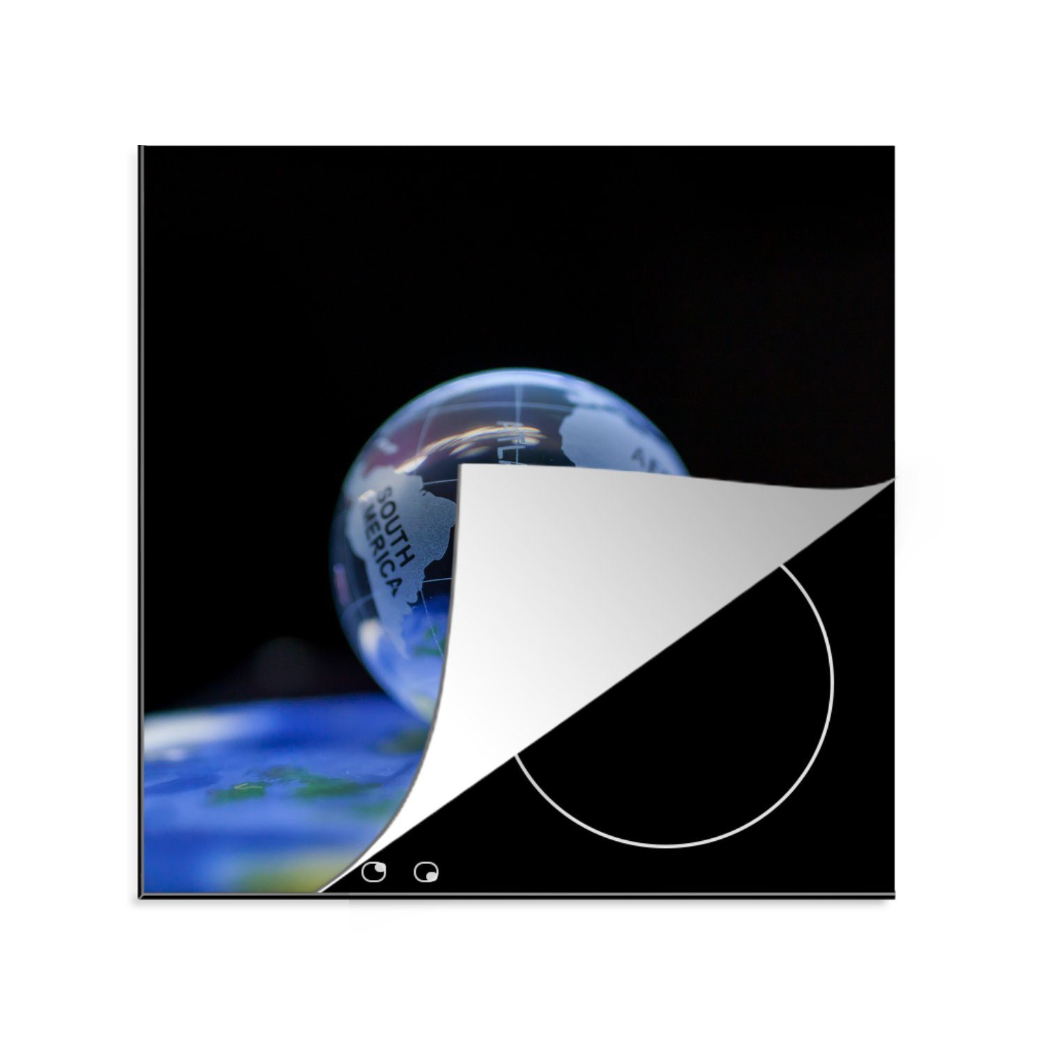 Glaskolben einer Herdblende-/Abdeckplatte (1 Vinyl, tlg), auf Karte, cm, küche Arbeitsplatte MuchoWow für 78x78 Ceranfeldabdeckung,
