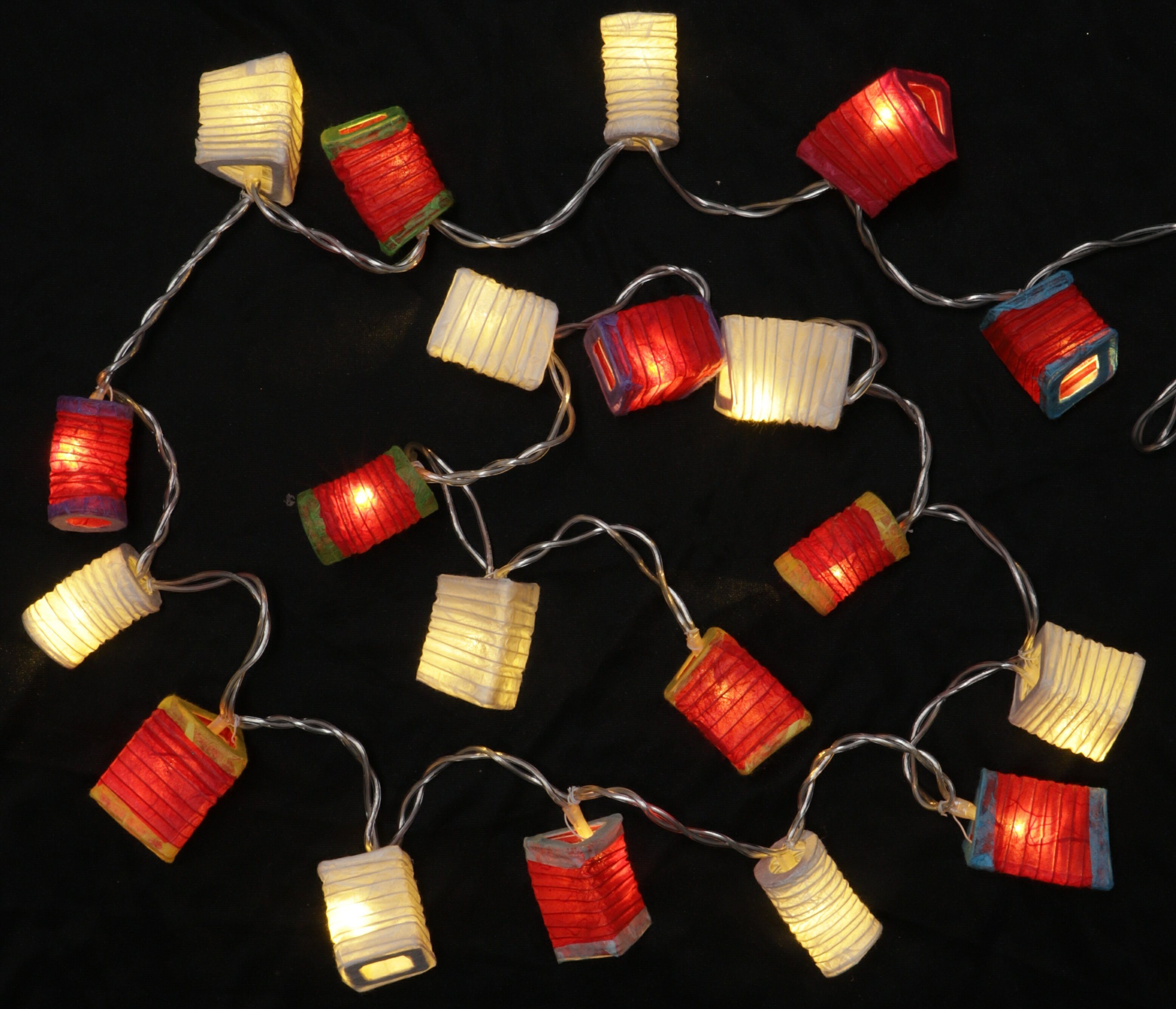 Guru-Shop LED-Lichterkette 20`er LED Lichterkette Lampions - mix rot/weiß günstig online kaufen