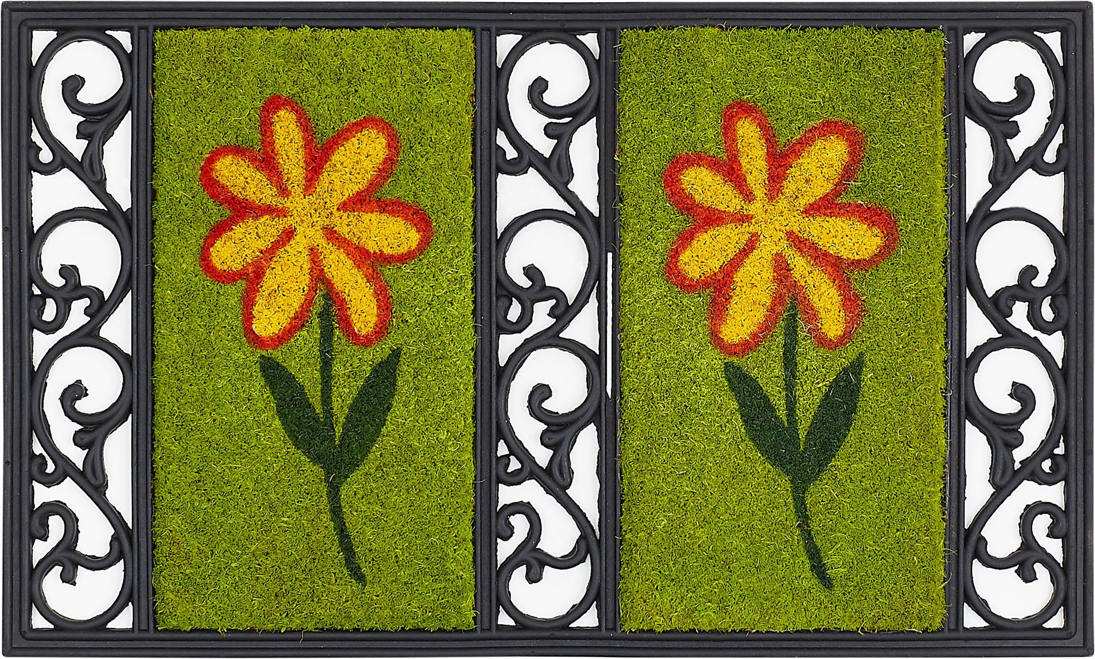 rechteckig, 15 mm, Motiv Salome Andiamo, Blumen Höhe: Optik, Kokosmatte, Blumen, Fußmatte Gusseisen Schmutzfangmatte,
