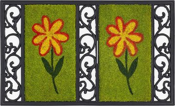 Fußmatte Salome Blumen, Andiamo, rechteckig, Höhe: 15 mm, Schmutzfangmatte, Kokosmatte, Gusseisen Optik, Motiv Blumen