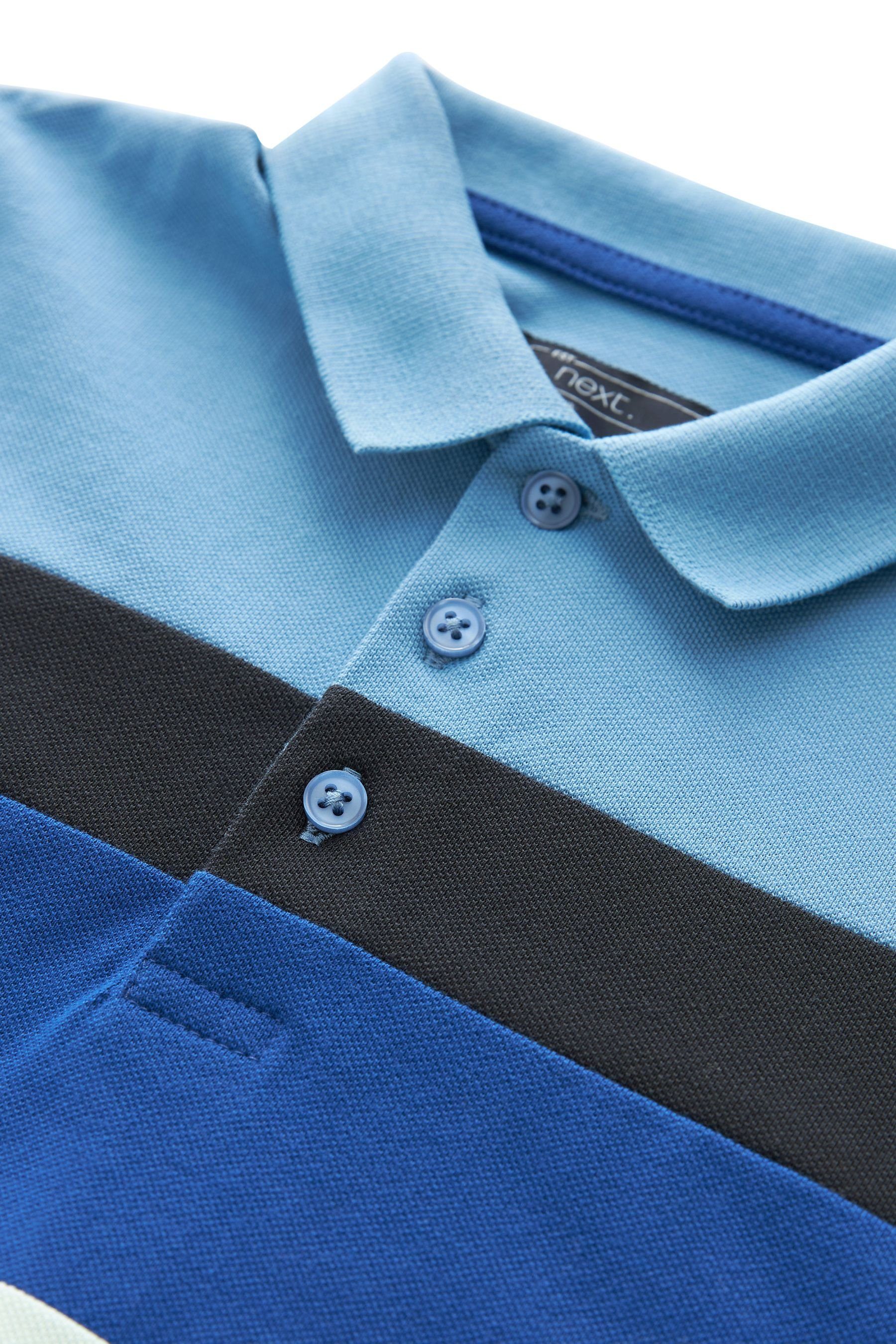 Blockfarben Kurzärmeliges Poloshirt Blue (1-tlg) Polo-Shirt mit Next