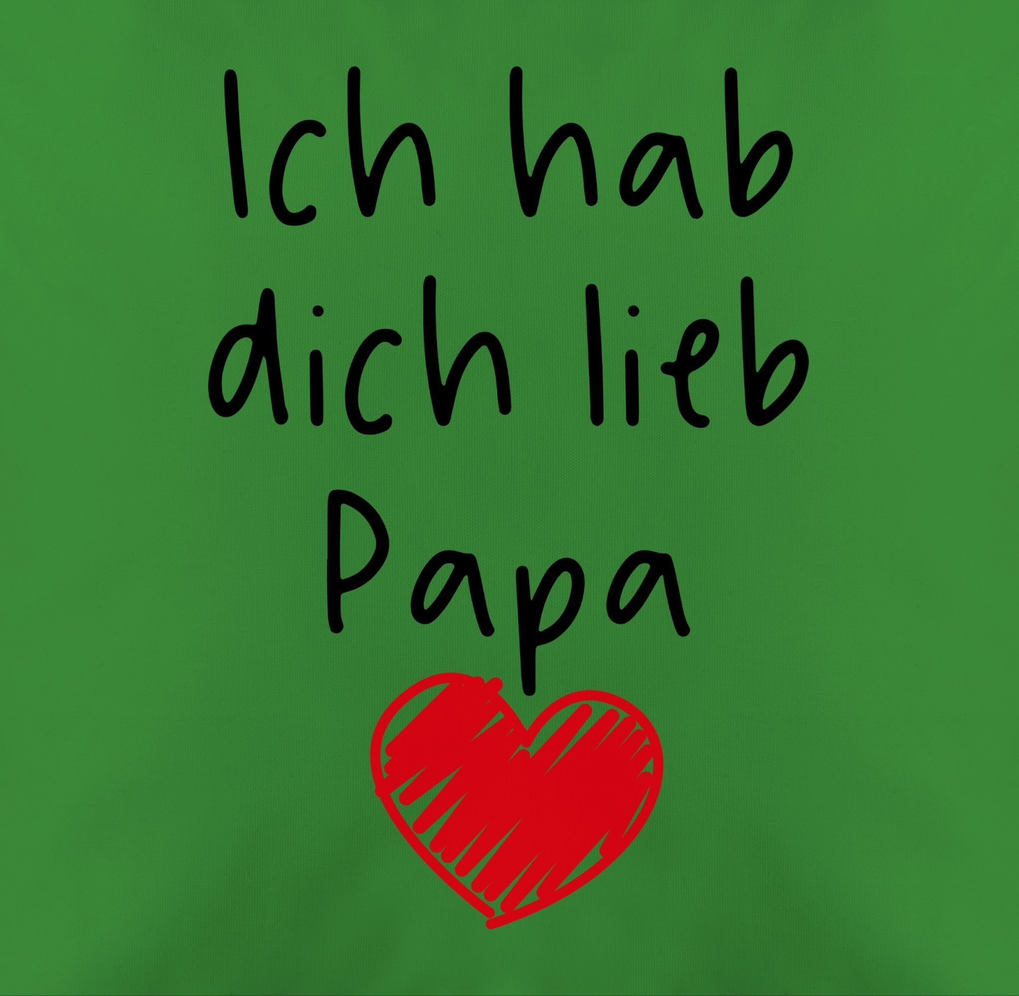 schwarz, Papa Herz Dekokissen hab 3 Kissen dich lieb Grün Ich Shirtracer Vatertagsgeschenk