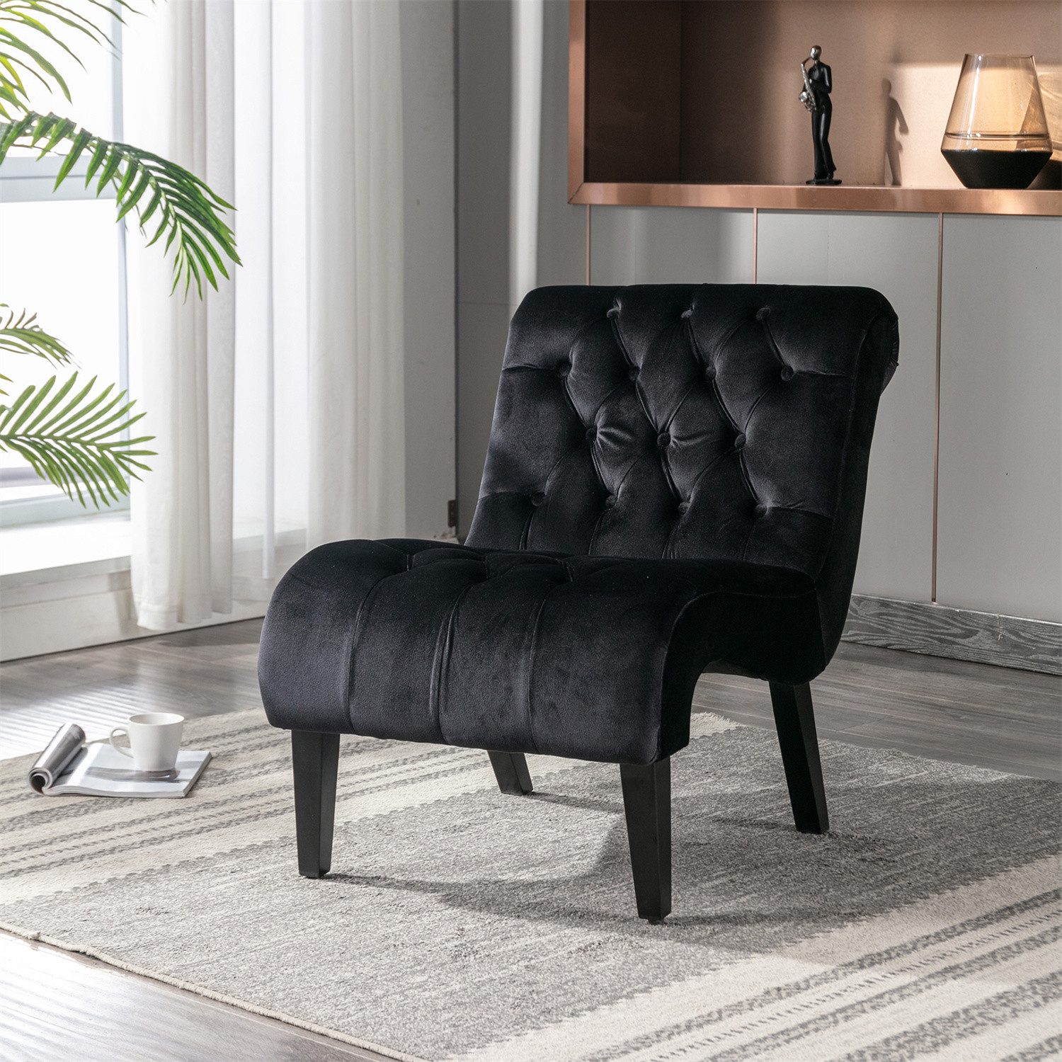 autolock Besucherstuhl Modern Velvet Armless Accent Wohnzimmer Stuhl, Freizeit Stuhl
