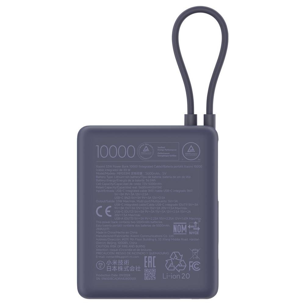 Xiaomi PB1033MI Powerbank 10000 mAh Li-Ion Blau (matt) 59610 Powerbank