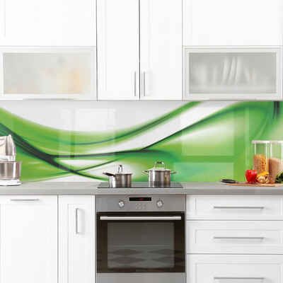 Bilderdepot24 Küchenrückwand grün dekor Abstrakt Wandpaneel Küche Green Touch Wandverkleidung, (1-tlg., Nischenrückwand - für Fliesenspiegel ohne Bohren - matt), Spritzschutz Rückwand Küche Herd - Folie selbstklebend versch. Größen