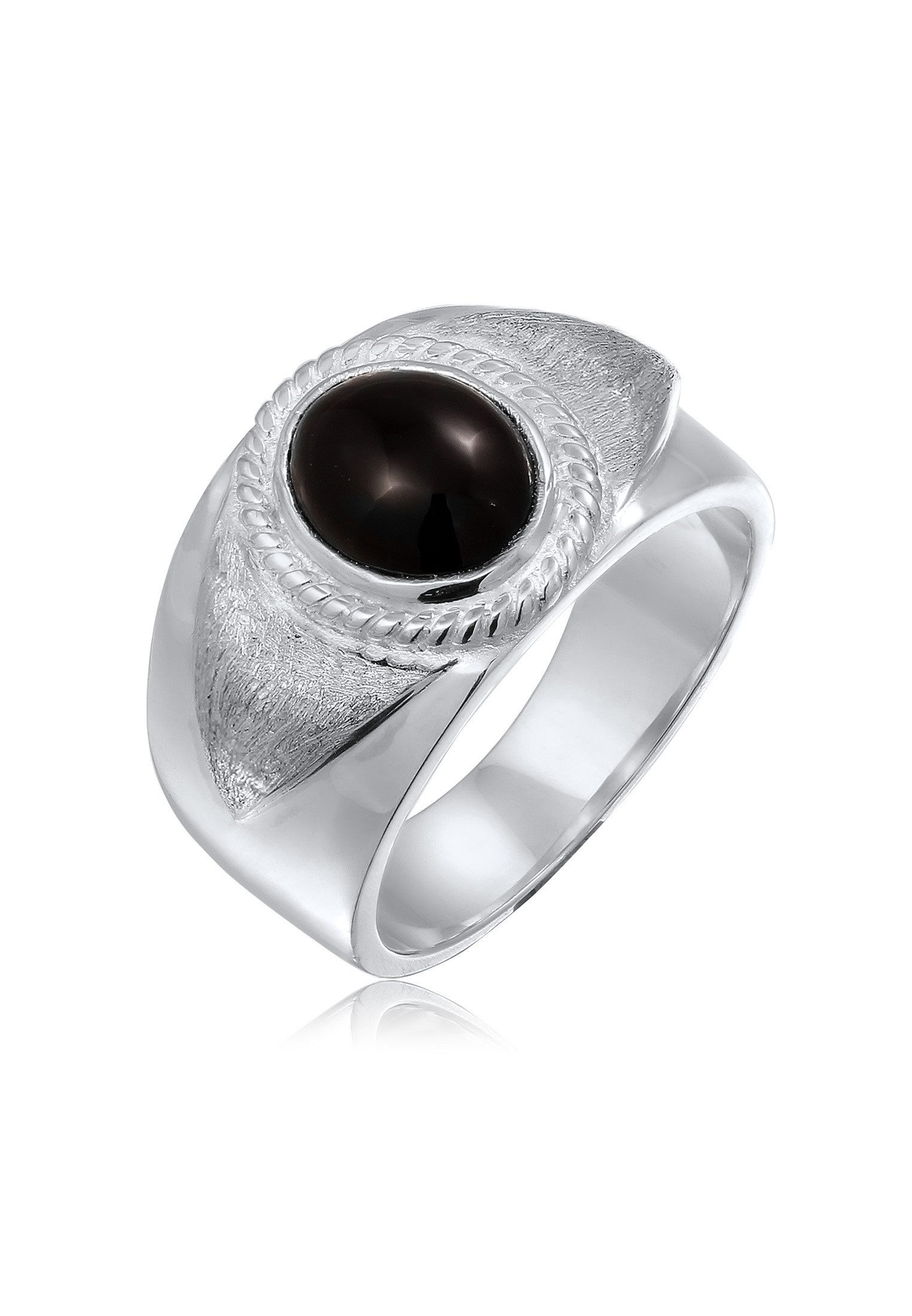 Kuzzoi Siegelring Siegelring Oval Onyx Schwarz 925 Sterling Silber