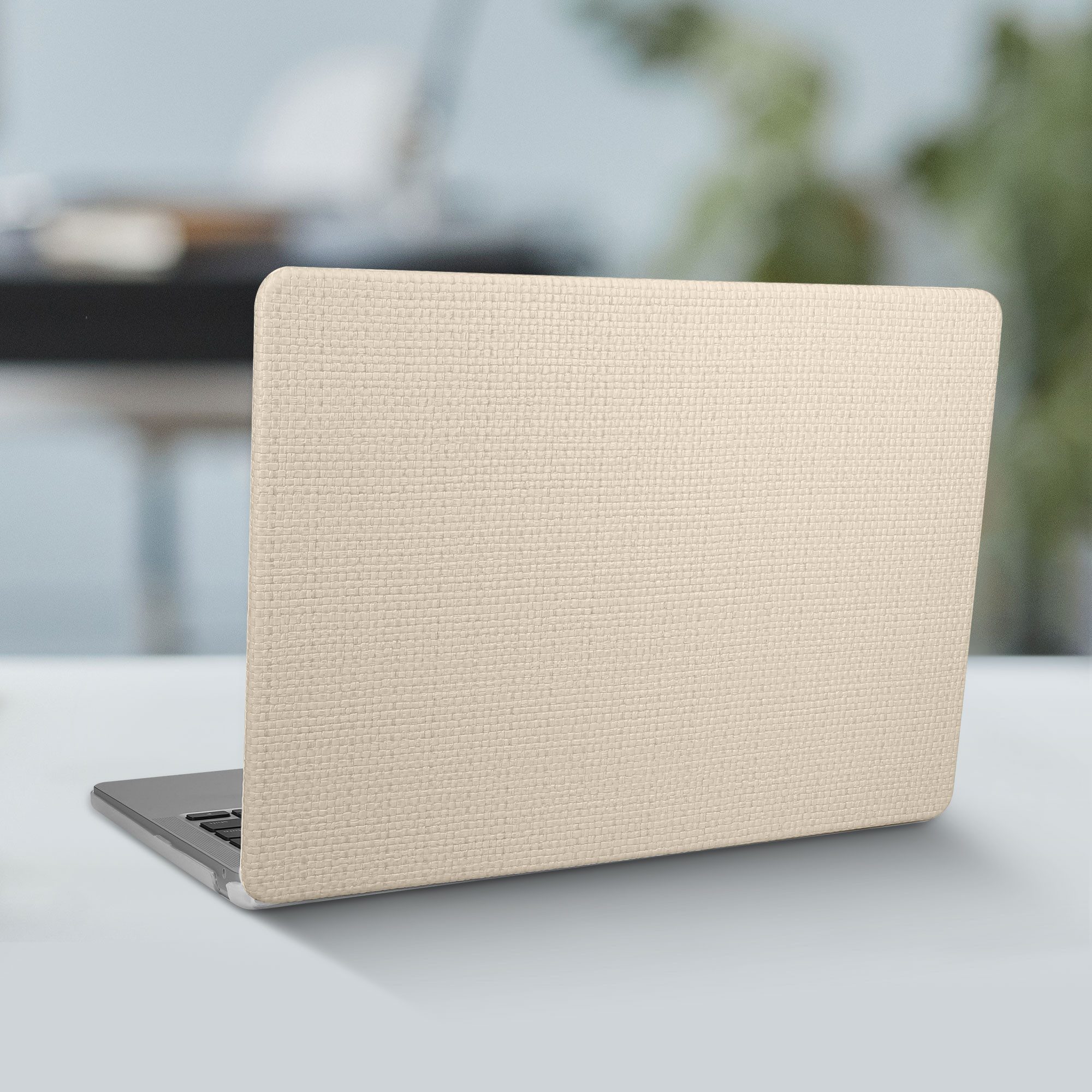 kwmobile Etui Hülle für Apple Macbook Air A2681 M2 2022 / A3113 M3 2024, Notebook Schutzhülle im gewebten Design - Weiß