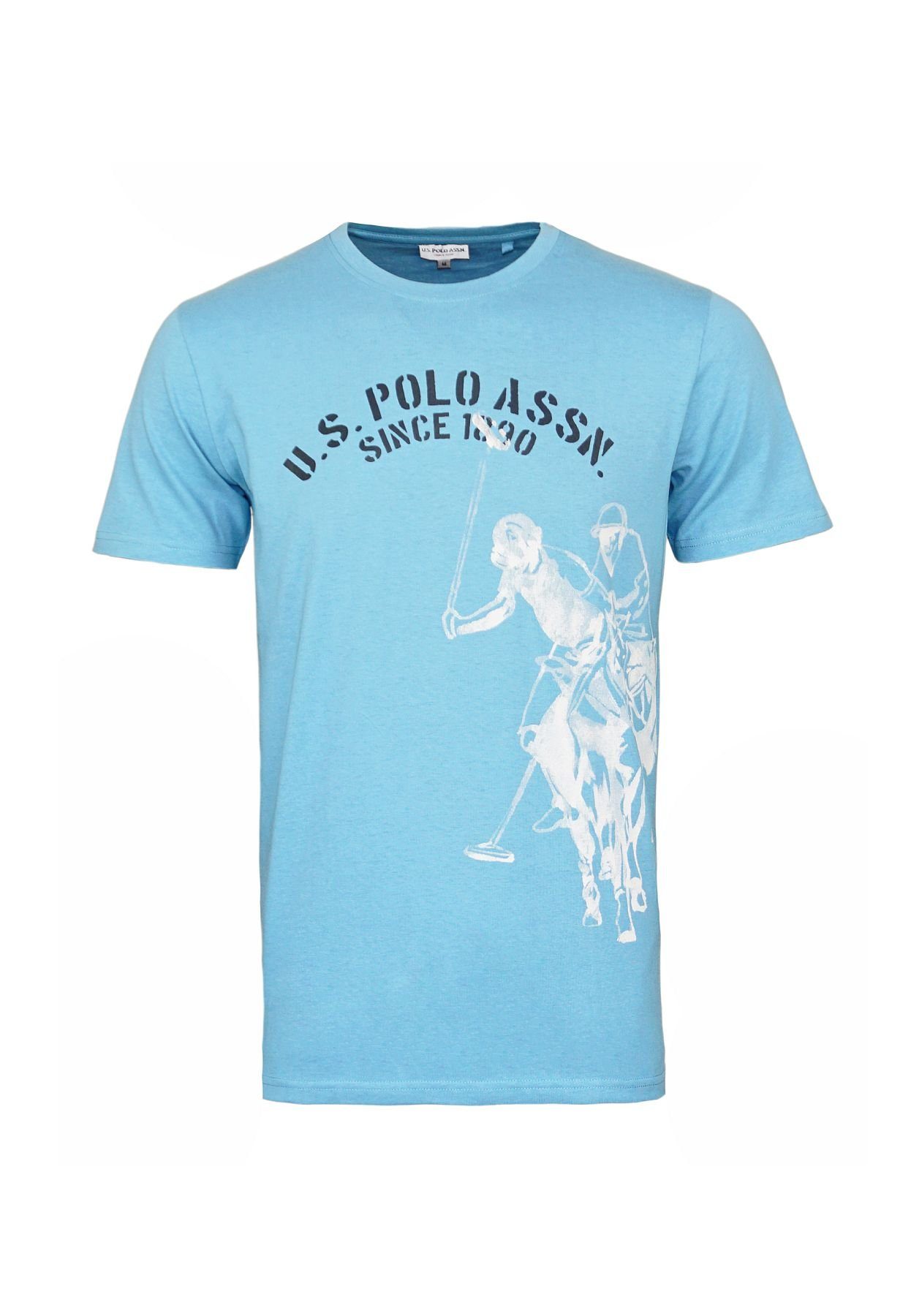U.S. Polo Assn T-Shirt T-Shirt Kurzarmshirt Since 1890 mit Rundhals und (1-tlg) hellblau