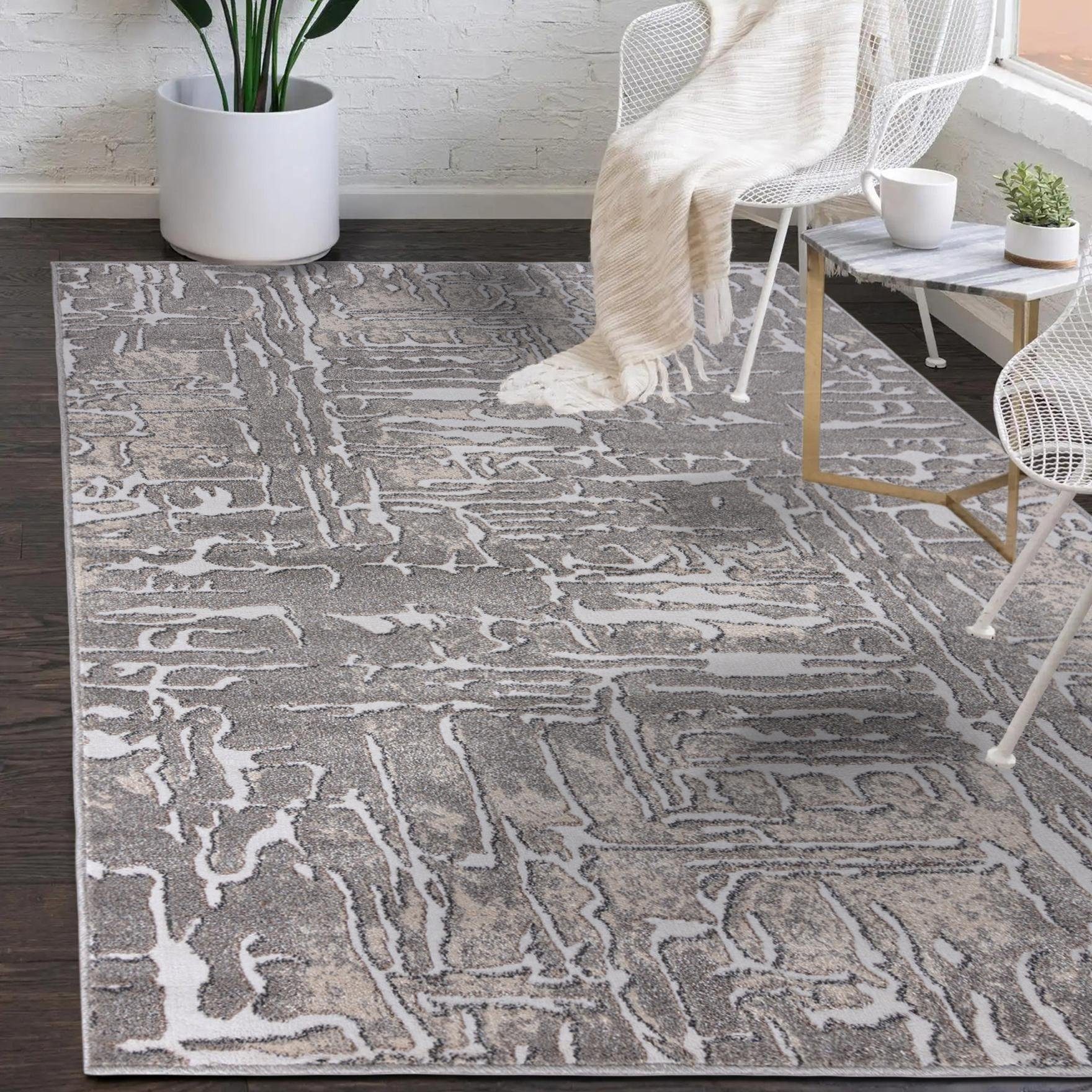 Mazovia Designteppich Modern Teppich für Wohnzimmer Abstrakt Muster, Creme, 80 x 150 cm, Abstrakt, Modern, Höhe 10 mm, Kurzflor