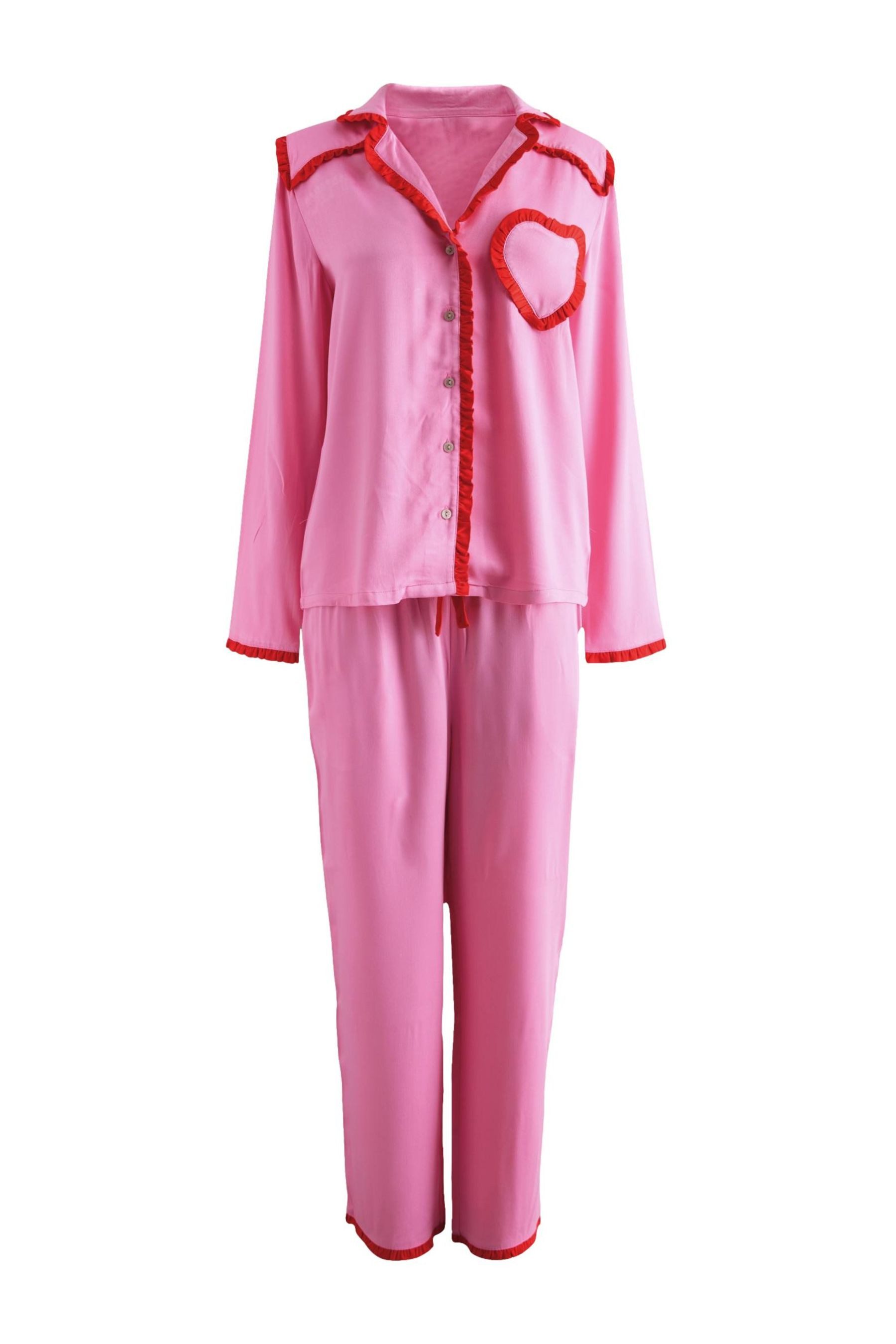 Cath Kidston Pyjama Cath Kidston Schlafanzug mit Rüschen, Herzmuster (2 tlg)