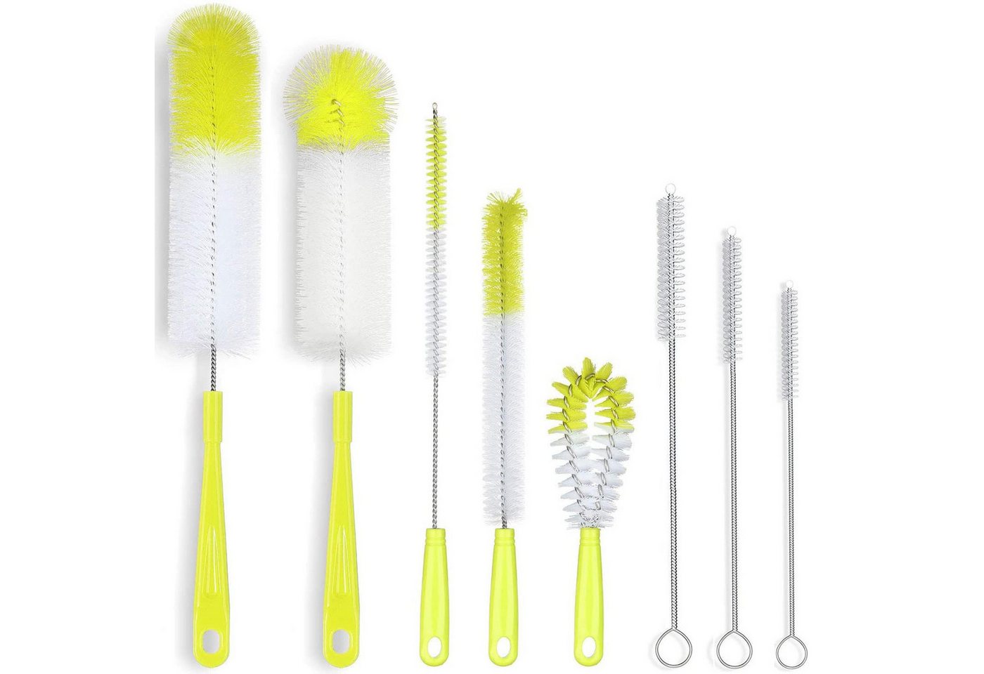 FOUORTUNATE-BEE Reinigungsbürsten-Set 8-teiliges Küchenbürsten Set für Flaschen, Becher und Strohhalme, Flaschen und Strohhalmbürsten Set für Trinkflaschen und Gläser