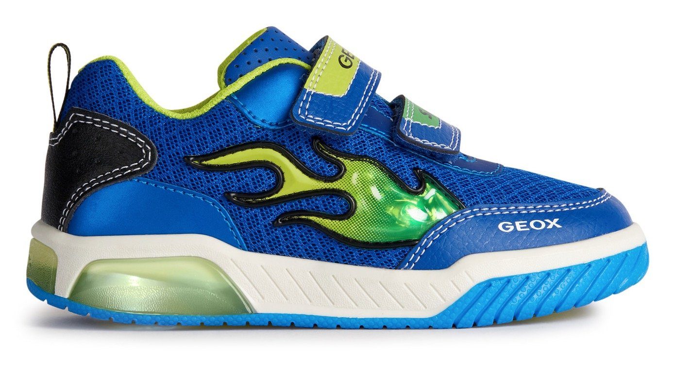 INEK mit Blinkschuh J Geox Ausschalten zum Ein- Klettschuh Blinkfunktion und BOY blau-lime