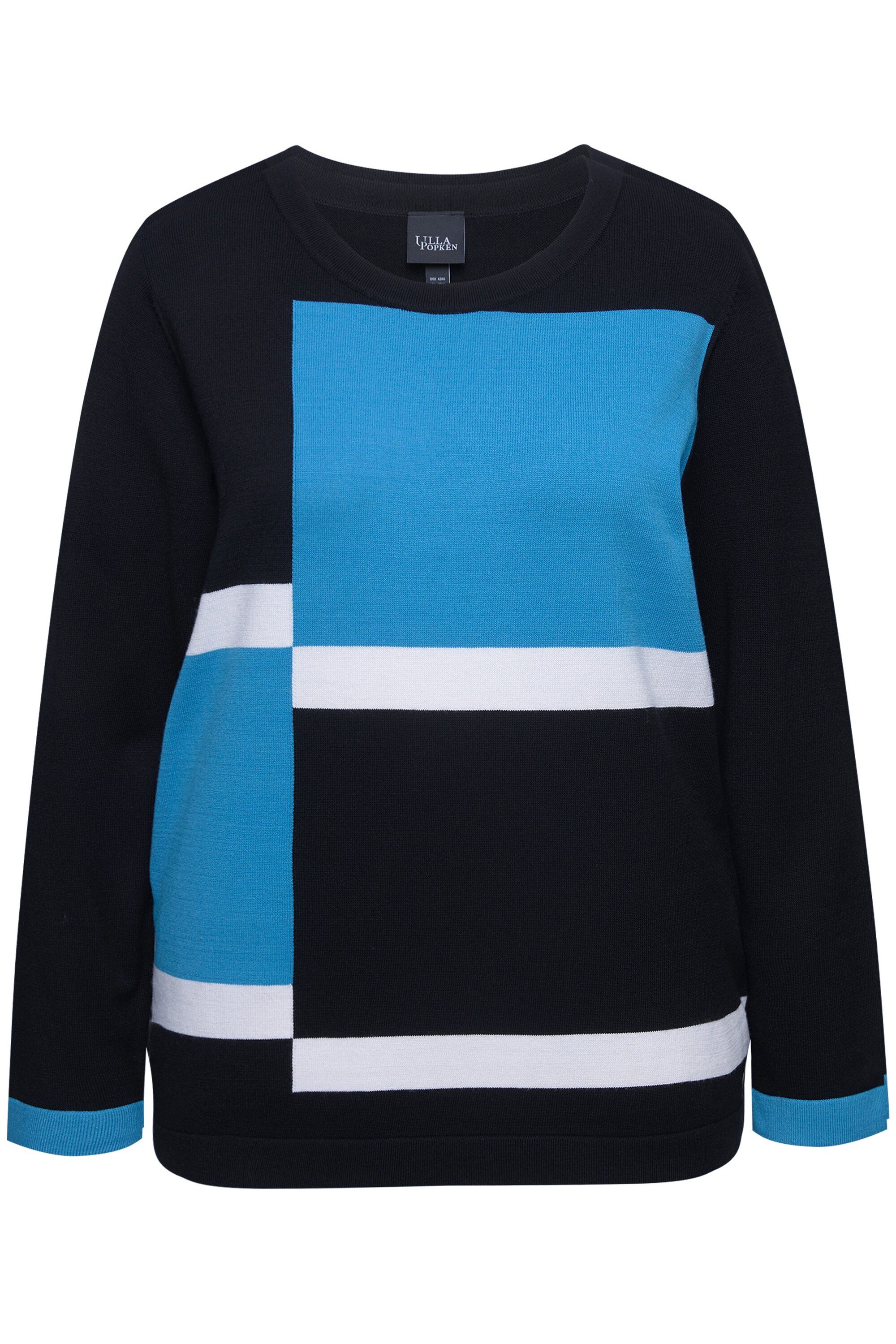 Ulla Popken Strickpullover Pullover Colorblocking Rundhals günstig online kaufen