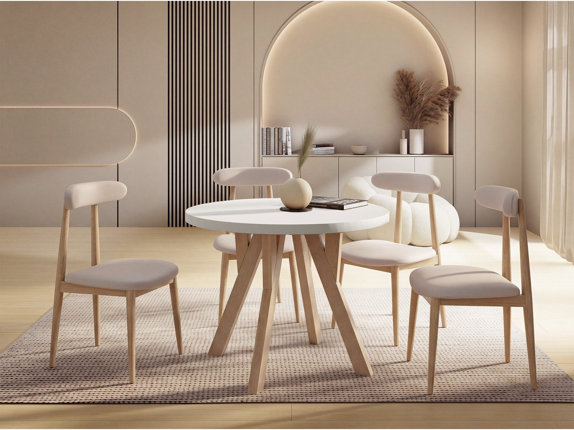 WFL GROUP Esstisch Avero ausziehbar, Weiß, Gr. 80 cm x 76.5 cm x 80 cm, 80 cm ausziehbar auf 130 cm