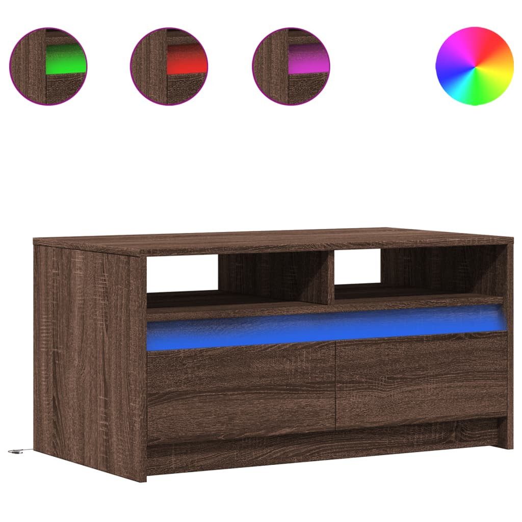 vidaXL Couchtisch LED-Couchtisch Braun Eichen-Optik Holzwerkstoff günstig online kaufen