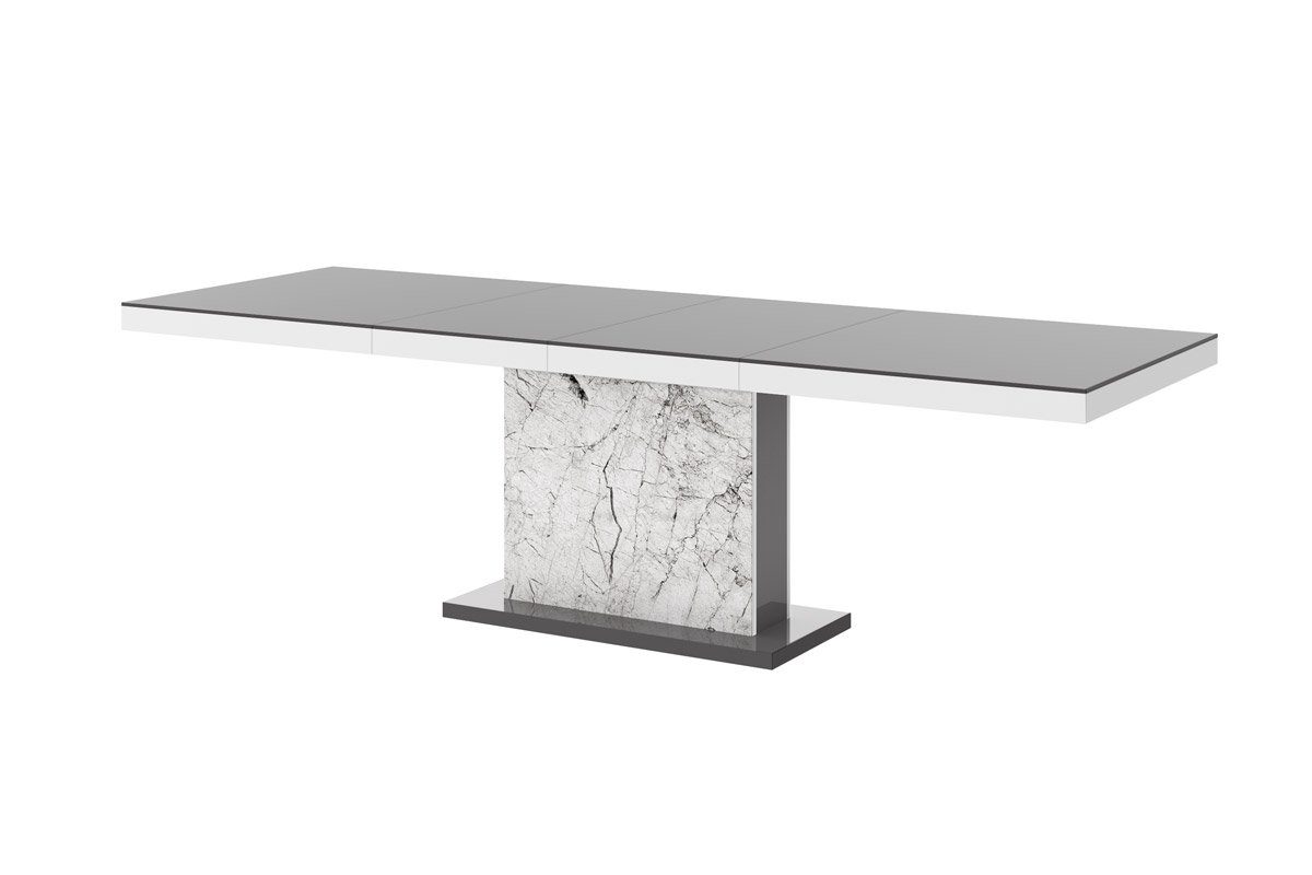 designimpex Esstisch Design HME-111 Grau Hochglanz - Marmoroptik ausziehbar 160-260cm