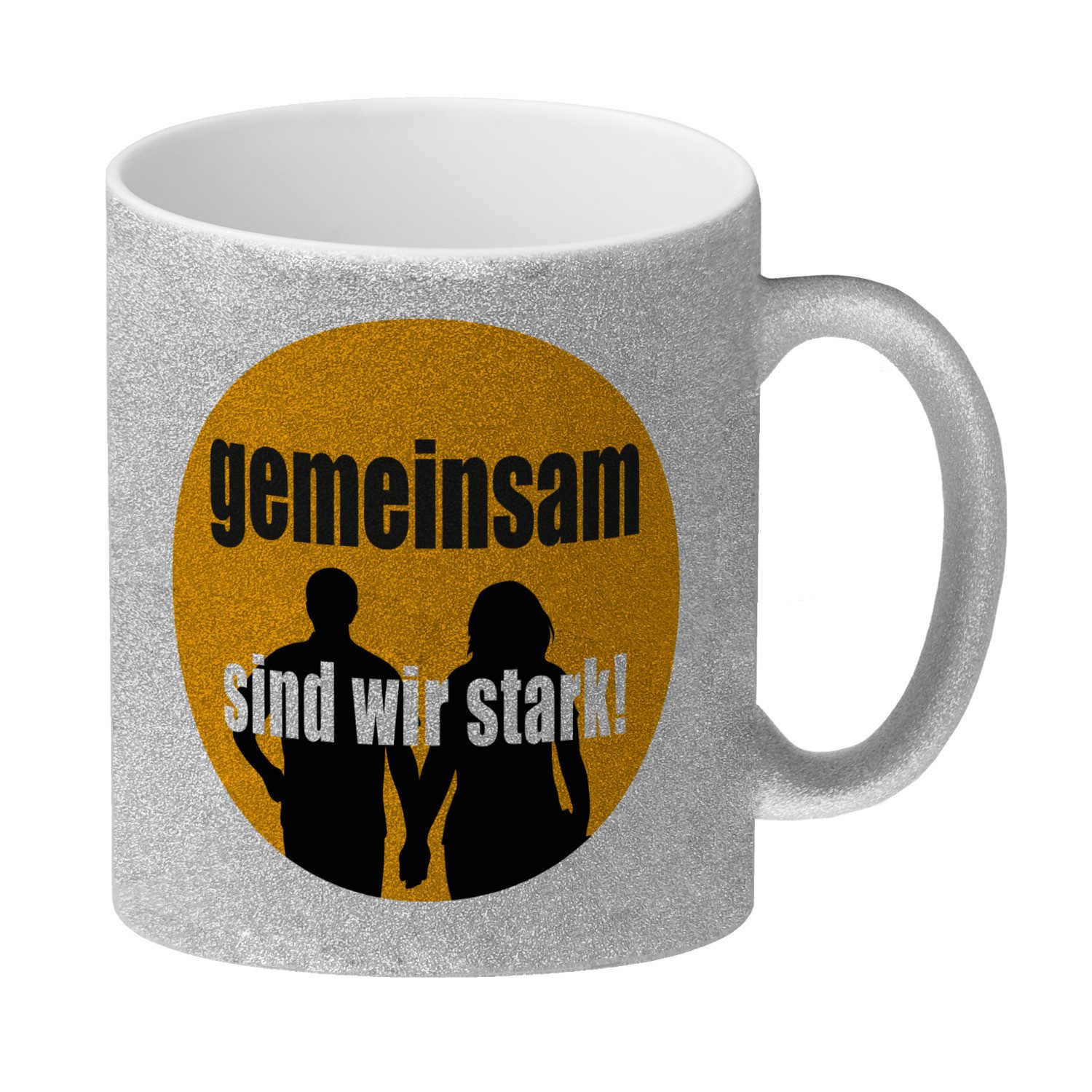 Tasse Freundschaft & Liebe Glitzer Kaffeebecher mit Spruch Gemeinsam sind