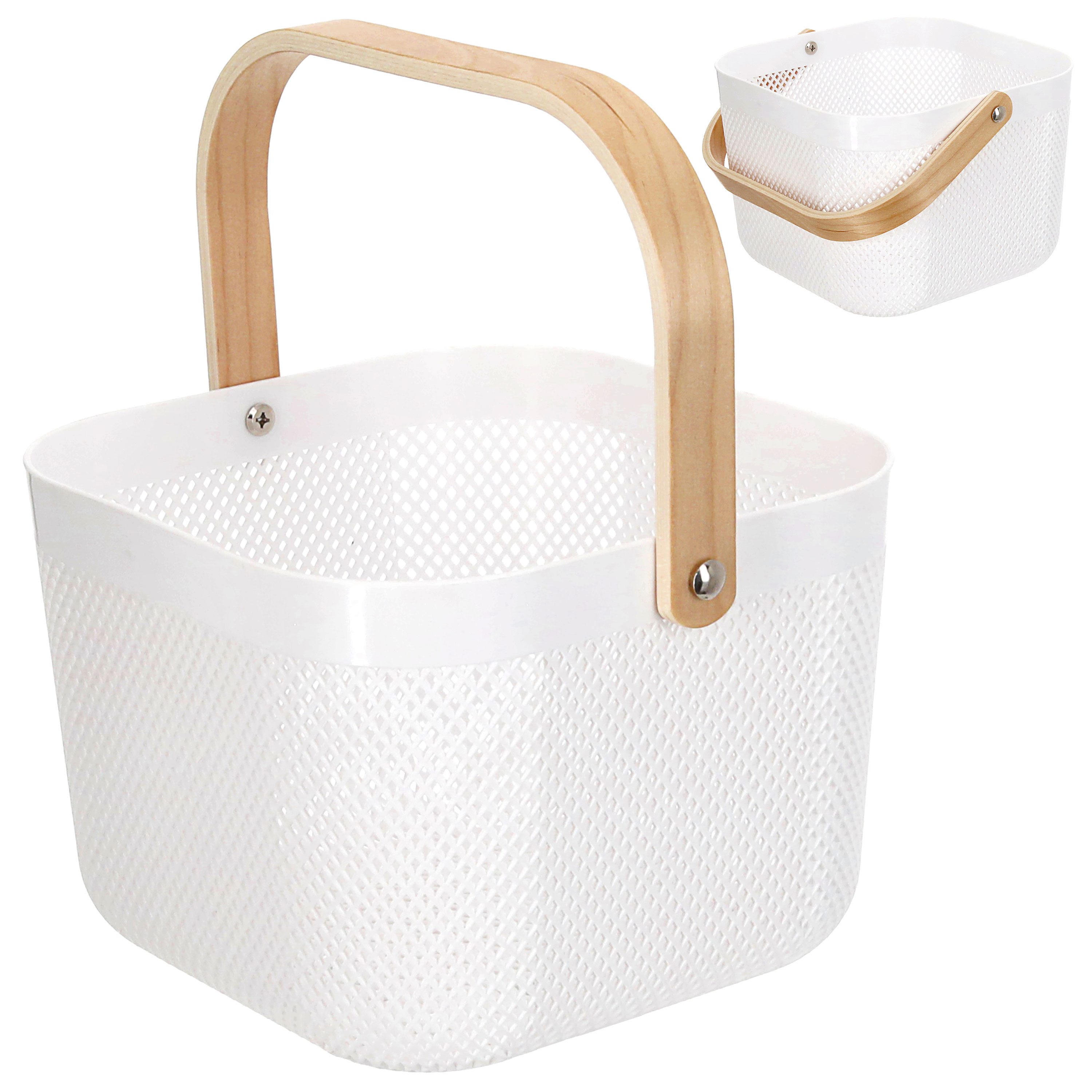 CEPEWA Aufbewahrungskorb Aufbewahrungskorb Henkel 2er Set PP Birkenholz 24x18cm weiß natur Box