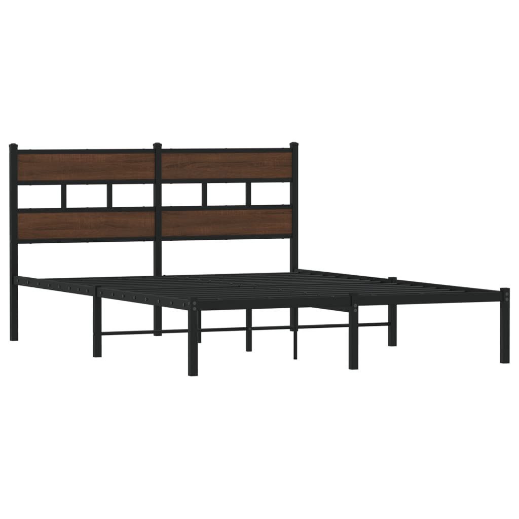 vidaXL Bett Bettgestell ohne Matratze mit Kopfteil Braun Eiche 140x200 cm günstig online kaufen