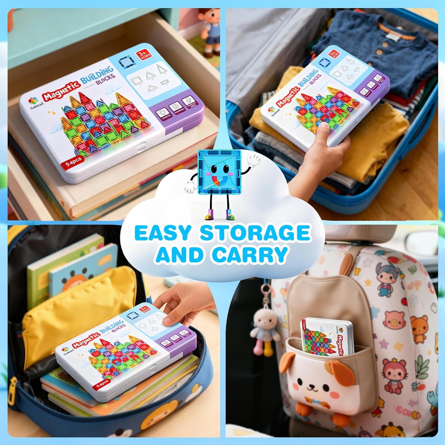 POPOLIC Magnetische Bausteine - 54 Teile Mini Magnetbausteine Reiseset Magn günstig online kaufen