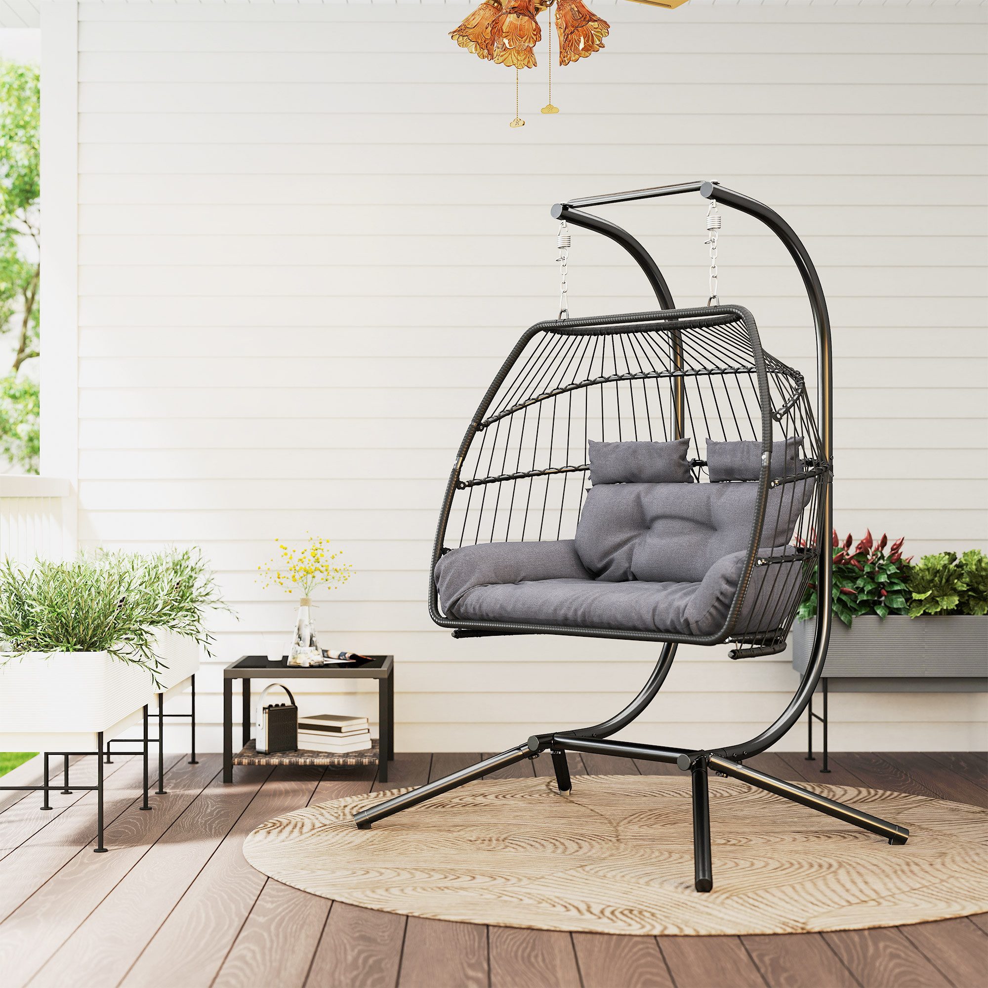Outsunny Schaukelstuhl mit Kissen, ergonomisch, für günstig online kaufen