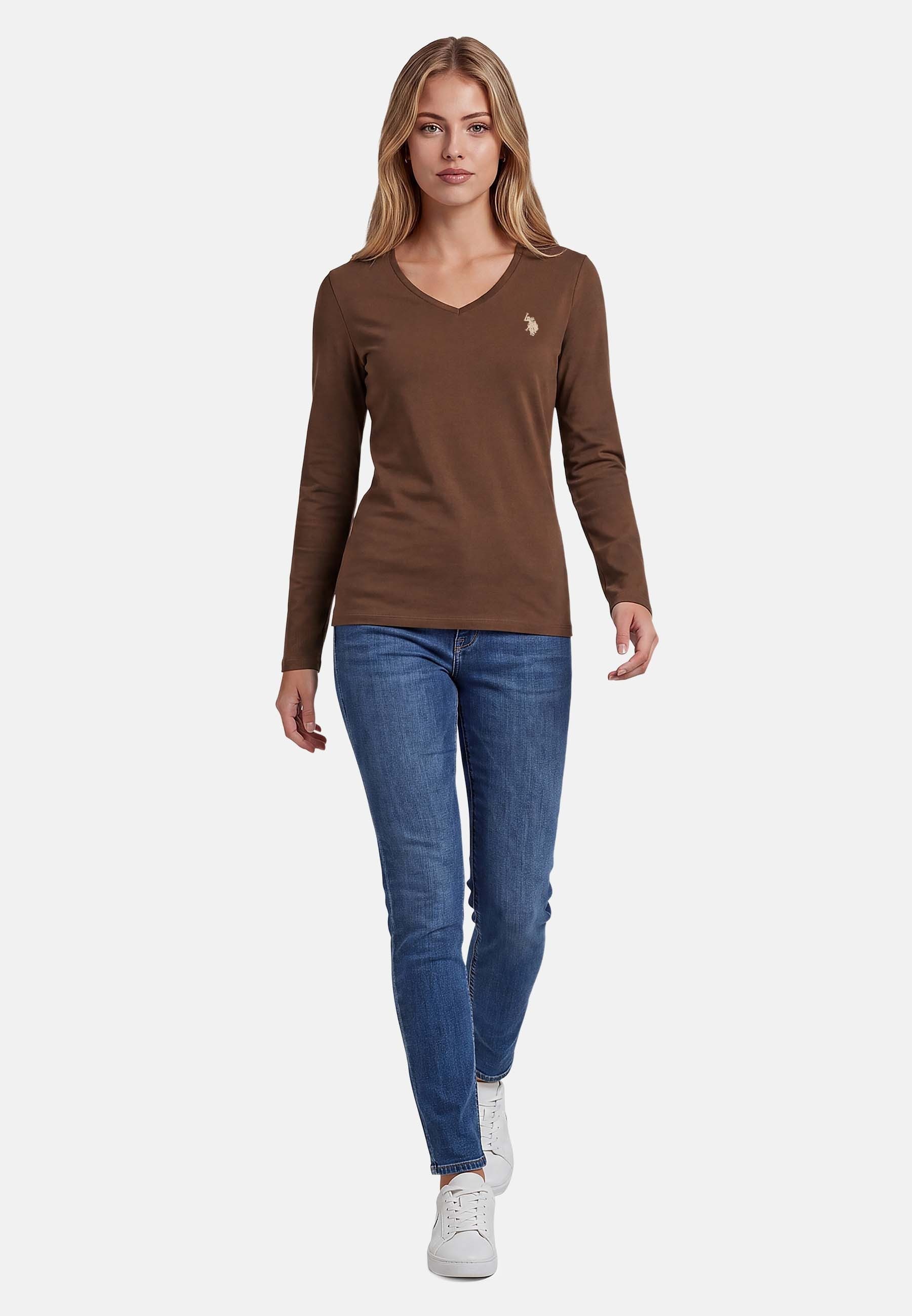 U.S. Polo Assn. Langarmshirt mit V-Ausschnitt und Stickereidetails Elastisches Longsleeve mit normaler Passform – Bild 3 von 5