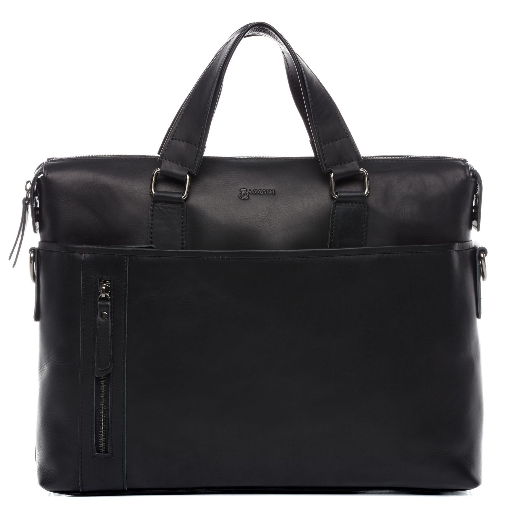 Echtleder Businesstasche Aktentasche Herren Laptoptasche Zoll, schwarz Leder LEANDRO, Unisex Damen BACCINI 15,4 Laptoptasche