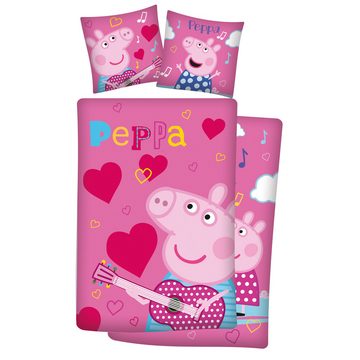 Kinderbettwäsche Peppa Wutz Pig Dance Bettwäsche Linon / Renforcé, BERONAGE, 100% Baumwolle, 2 teilig, 135x200 + 80x80 cm