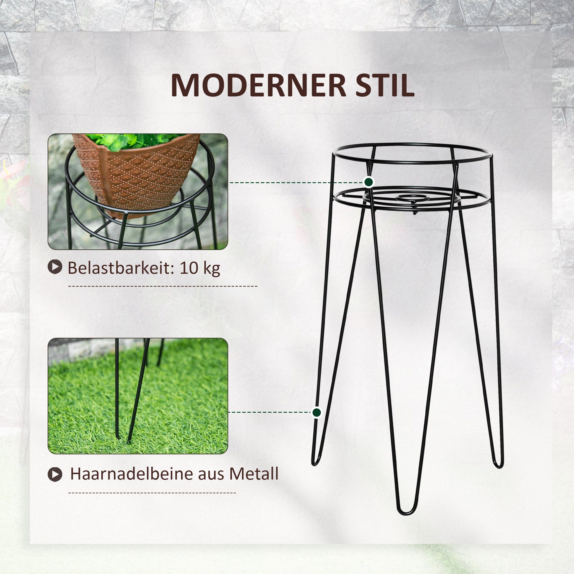 KeaJuidy Wandhalterung Blumentopf 4er Set - Eisen Halter Für Garten & Balkon