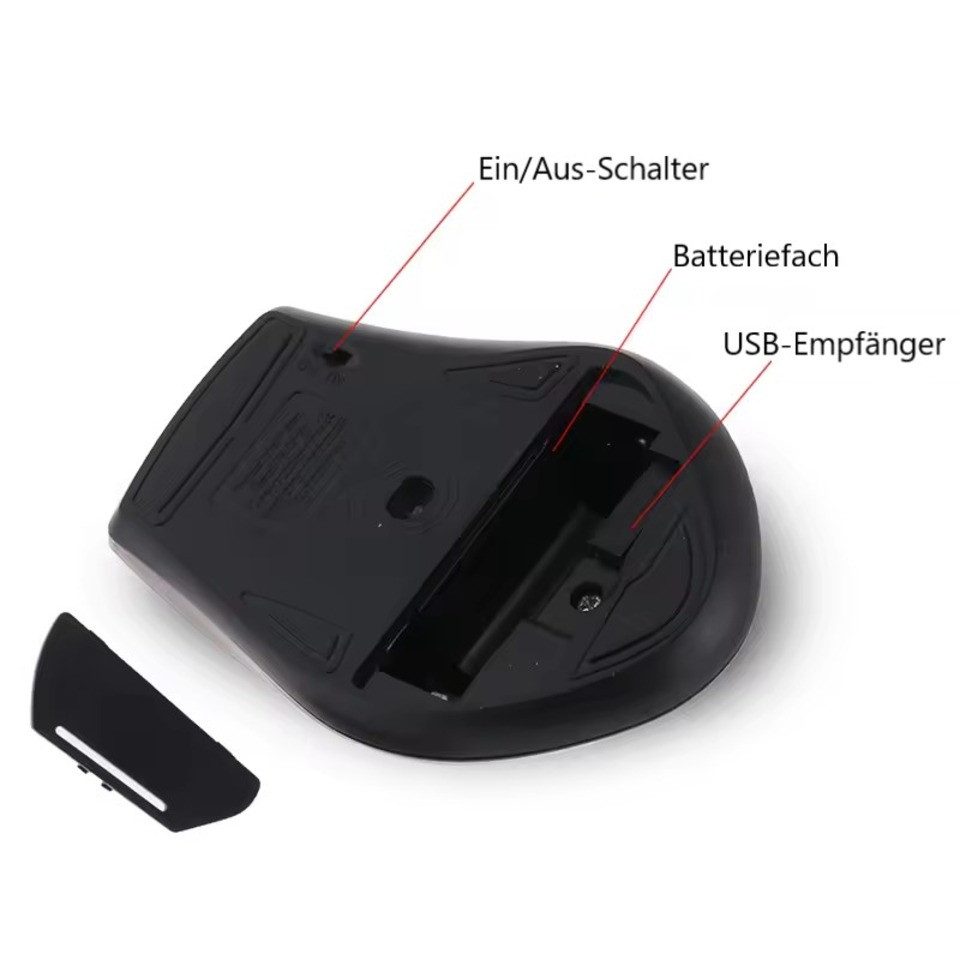 Wrischan 2.4GHz Wireless Gaming-Maus – Optisch, 6 Tasten, USB-Empfänger Maus (Kabellose 2.4GHz-Technologie, 6-Tasten-Design für maximale Kontrolle)