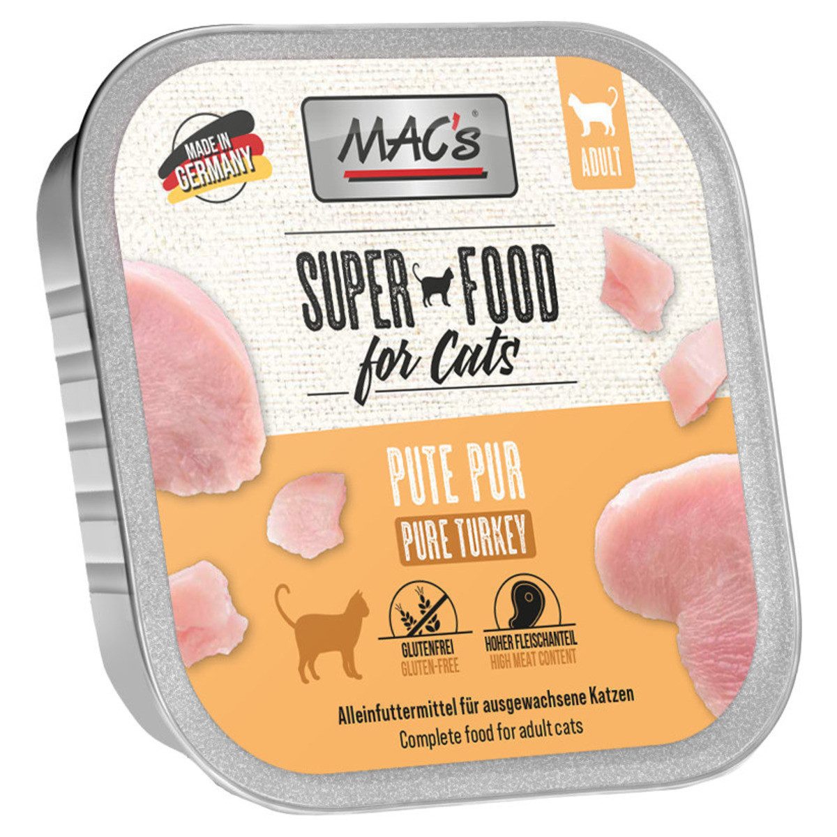 MAC'S Pute pur 85 g - 16 Stück, Nassfutter für: Katze