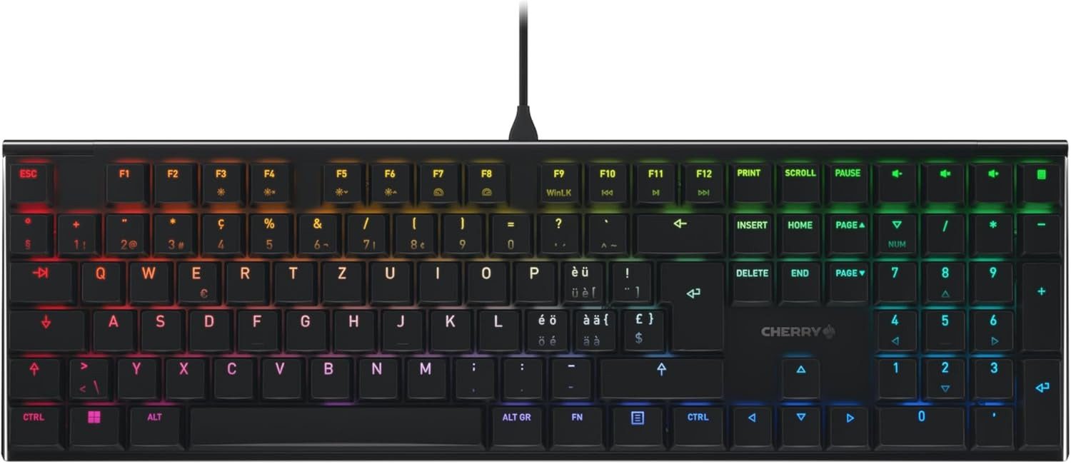 Cherry MX 10.0N RGB, Flache Mechanische, Gaming-Tastatur, Schweizer (QWERTZ) Gaming-Tastatur