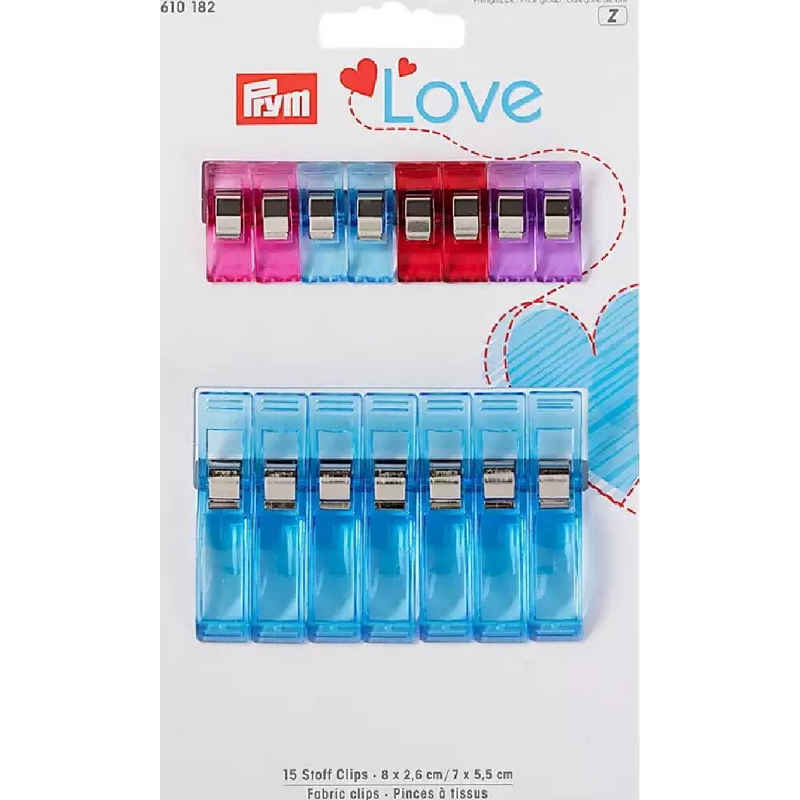 Prym Kreativset Prym Love Stoff Clips 2,6 und 5,5 cm, 15 Stk., (embroidery kit)