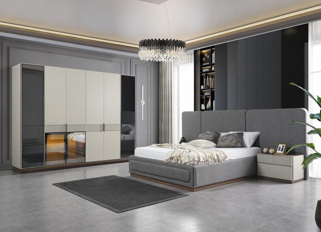 Möbel Luxus Einrichtung, Schlafzimmer Stoff Bett Design Bett Europa in JVmoebel Betten Made