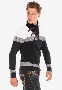 Cipo & Baxx Strickpullover mit stylischen Kragen