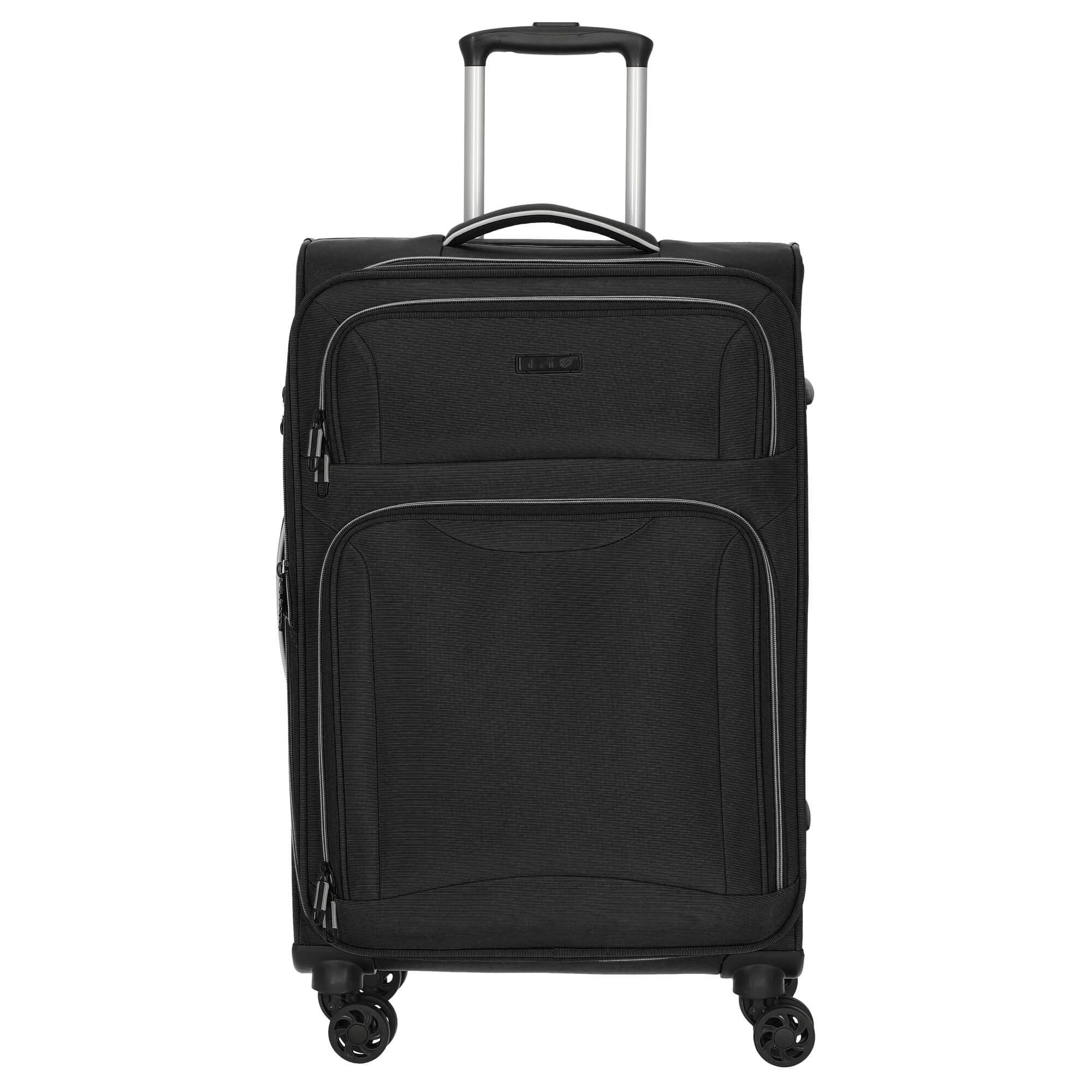 D&N Koffer Travel Line 9204 - 4-Rollen-Trolley M 66 cm erw. (schwarz), 4 Rollen Rollen