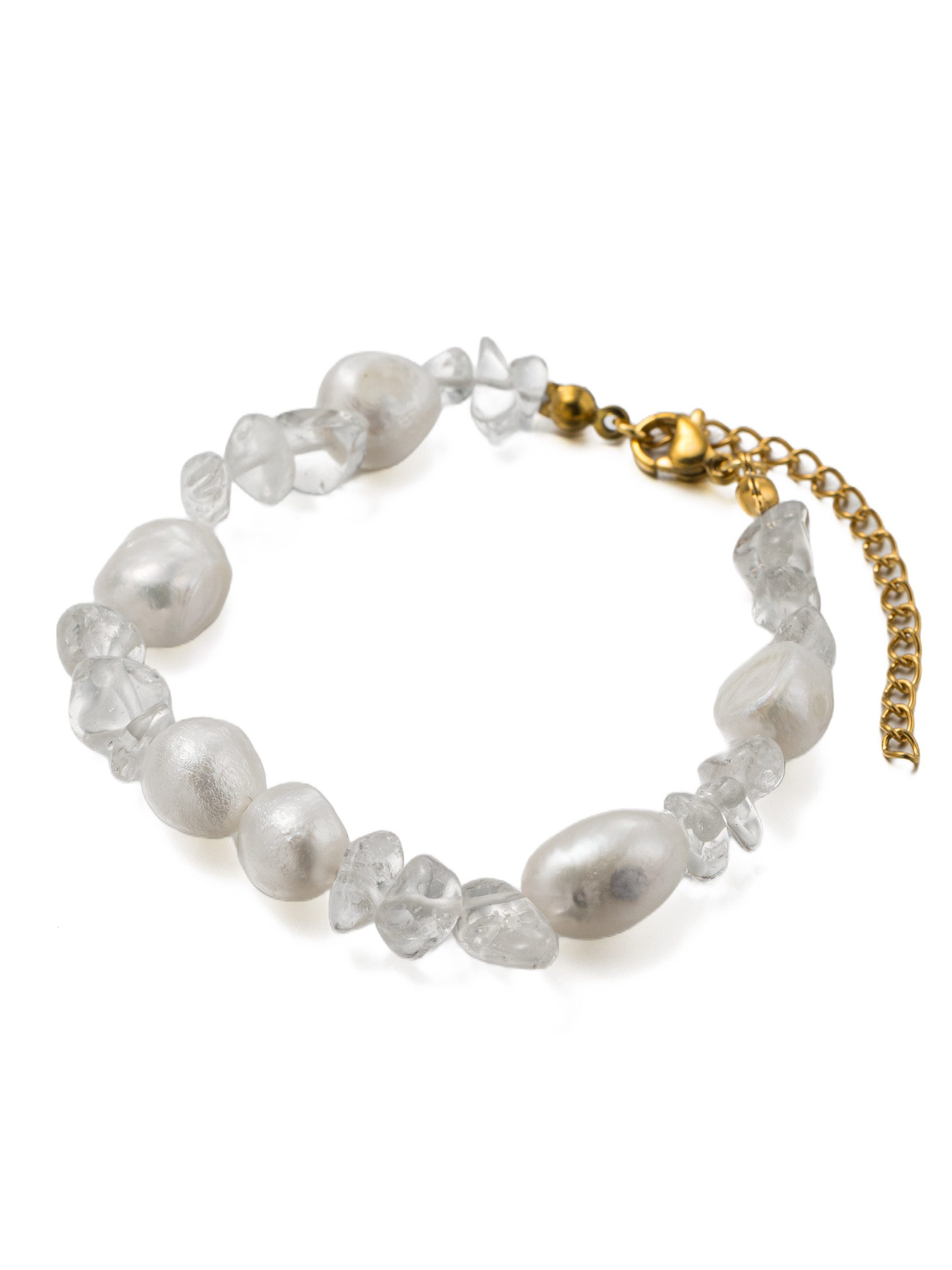 Aniston JEWELRY & WATCHES Armband Schmuck Geschenk Edelstahl Armschmuck Armkette Edelstein, Made in Germany - mit Quarz - mit Süßwasserzuchtperle