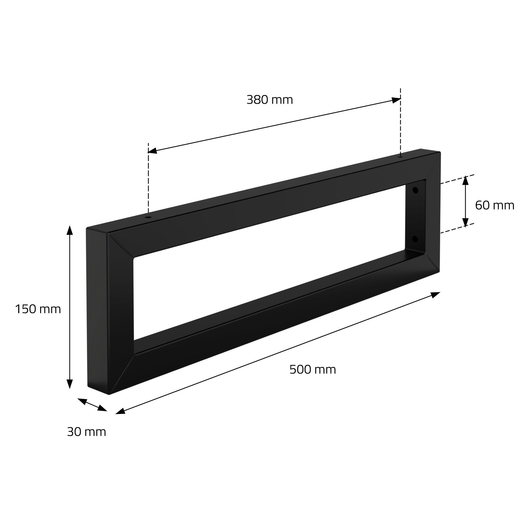 Design Waschtischhalterung 500x150mm Schwarz Waschtisch Set Wandkonsole 2er ML-DESIGN Waschbeckenschrank für Wandhalterung Stahl