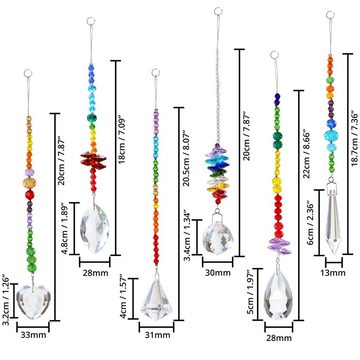 Belle Vous Dekoobjekt BELLE VOUS 6er Pack Hängende Sonnenfänger Kristall Deko - 18-22 cm