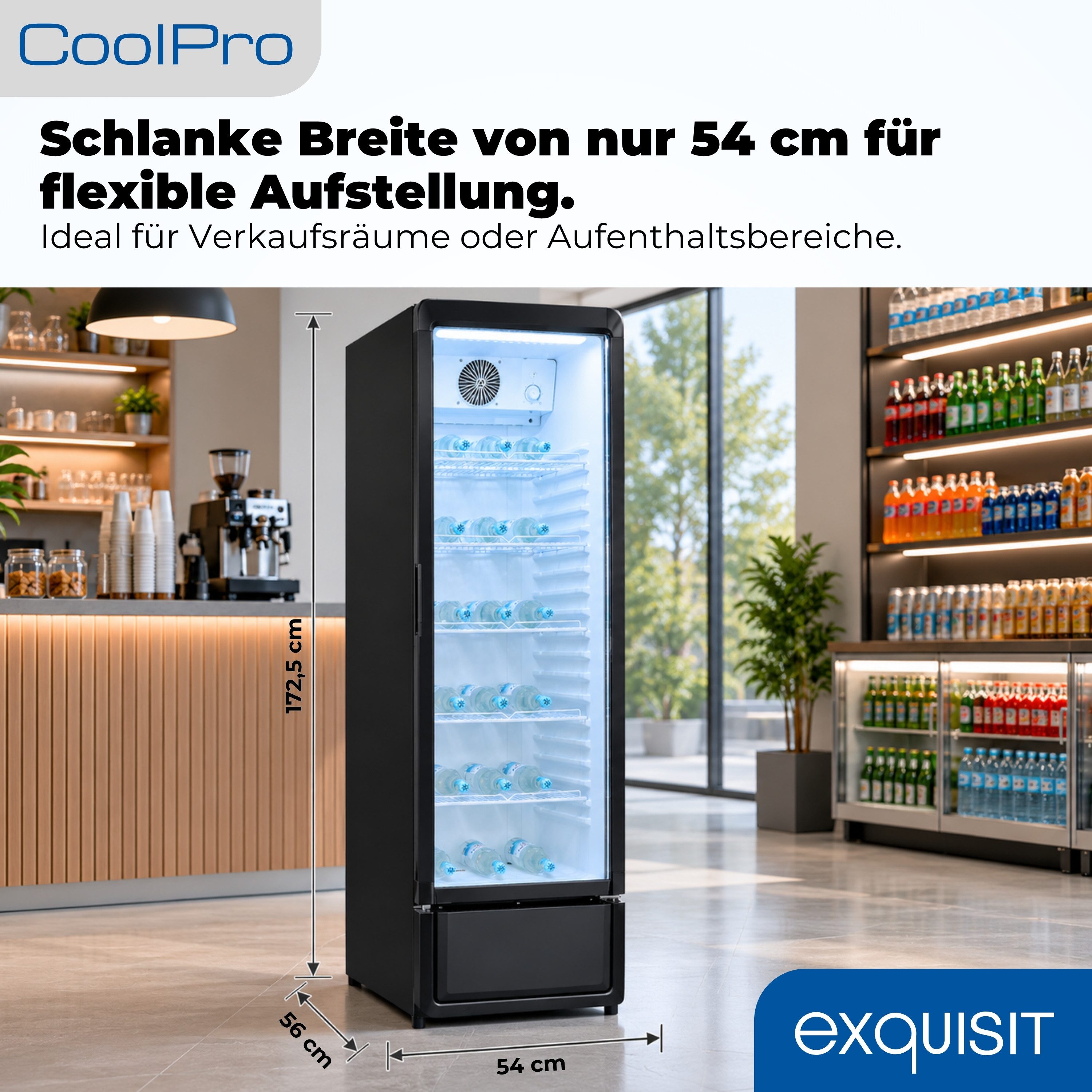 exquisit Getränkekühlschrank GKS5260-GT-431D, 172.5 cm hoch, 54 cm breit